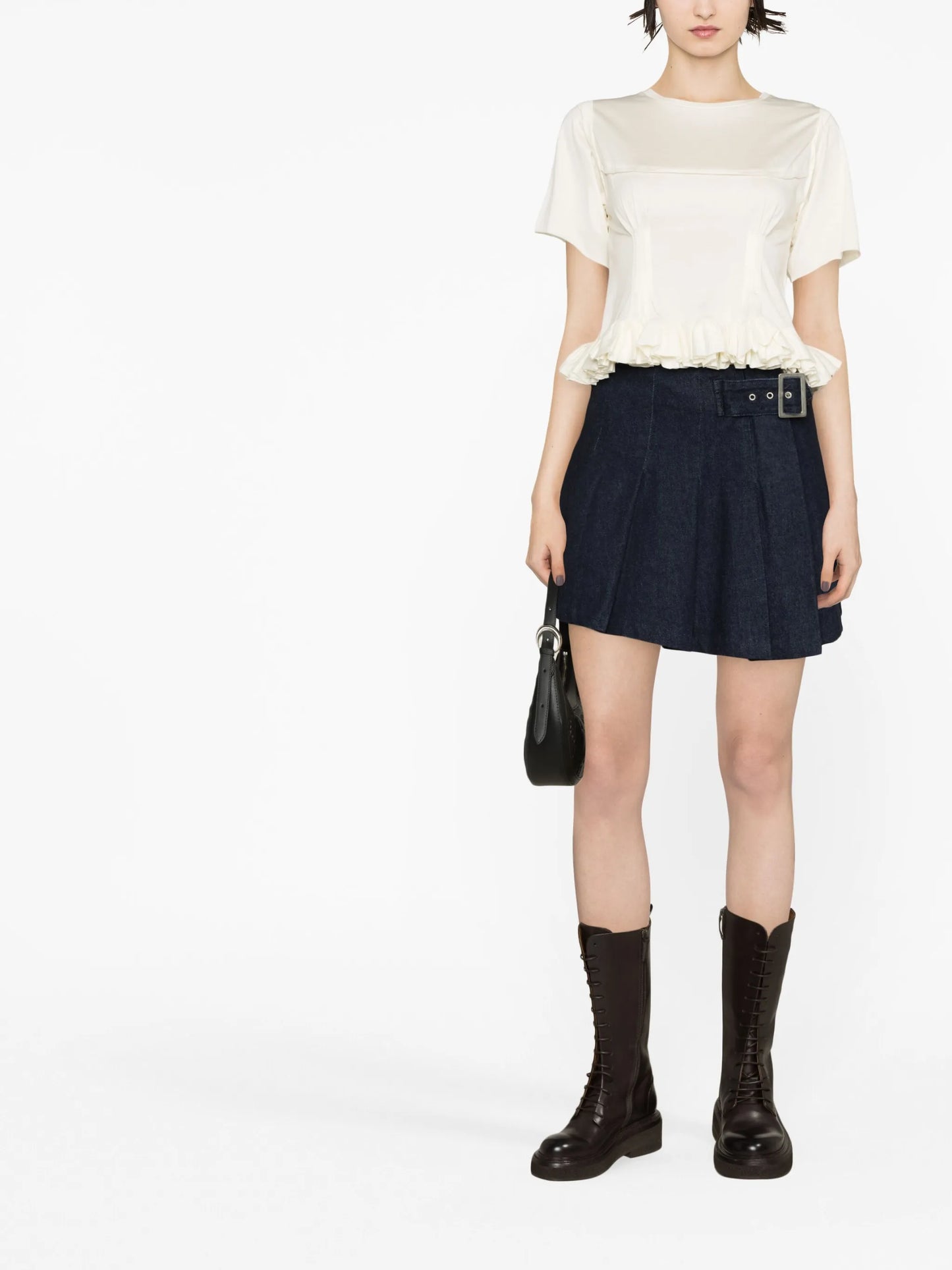 ruffle-hem cotton T-shirt