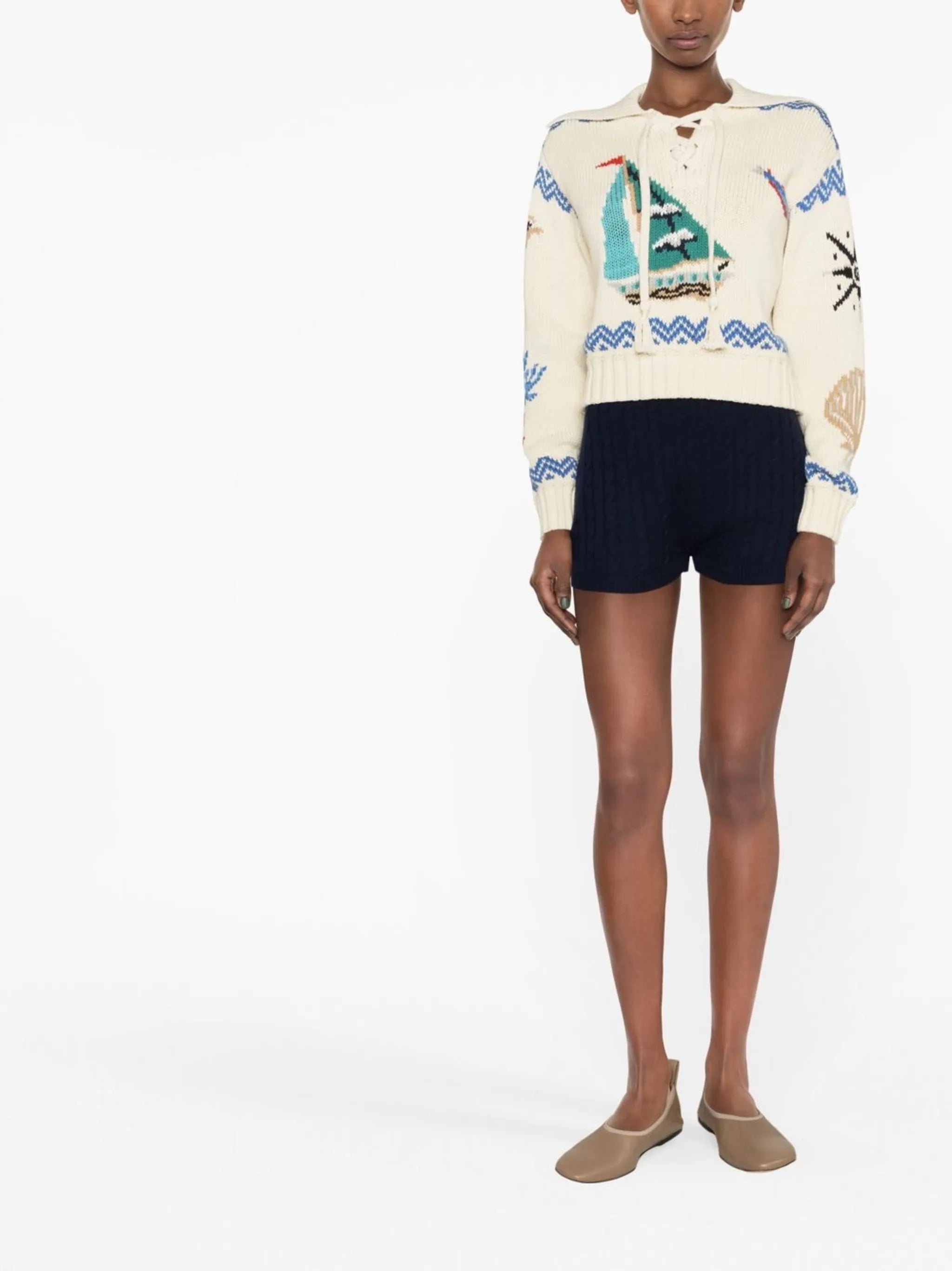 elasticated knitted shorts