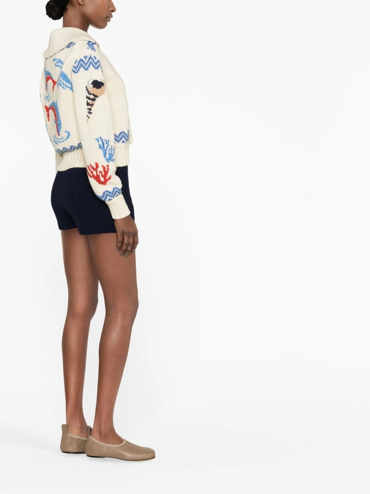 elasticated knitted shorts