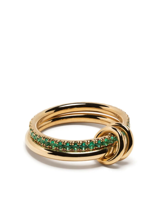 18kt yellow gold 2-stack emerald ring