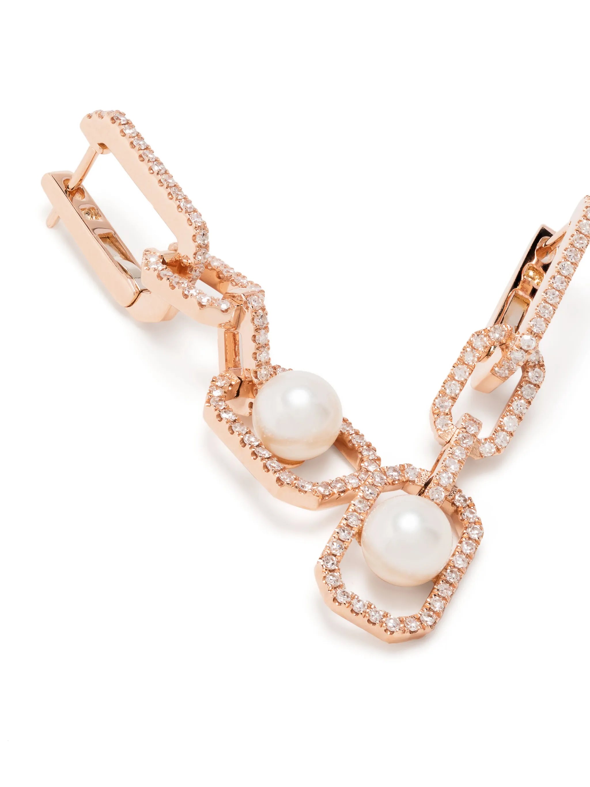 18kt yellow gold diamond and pearl drop earrings