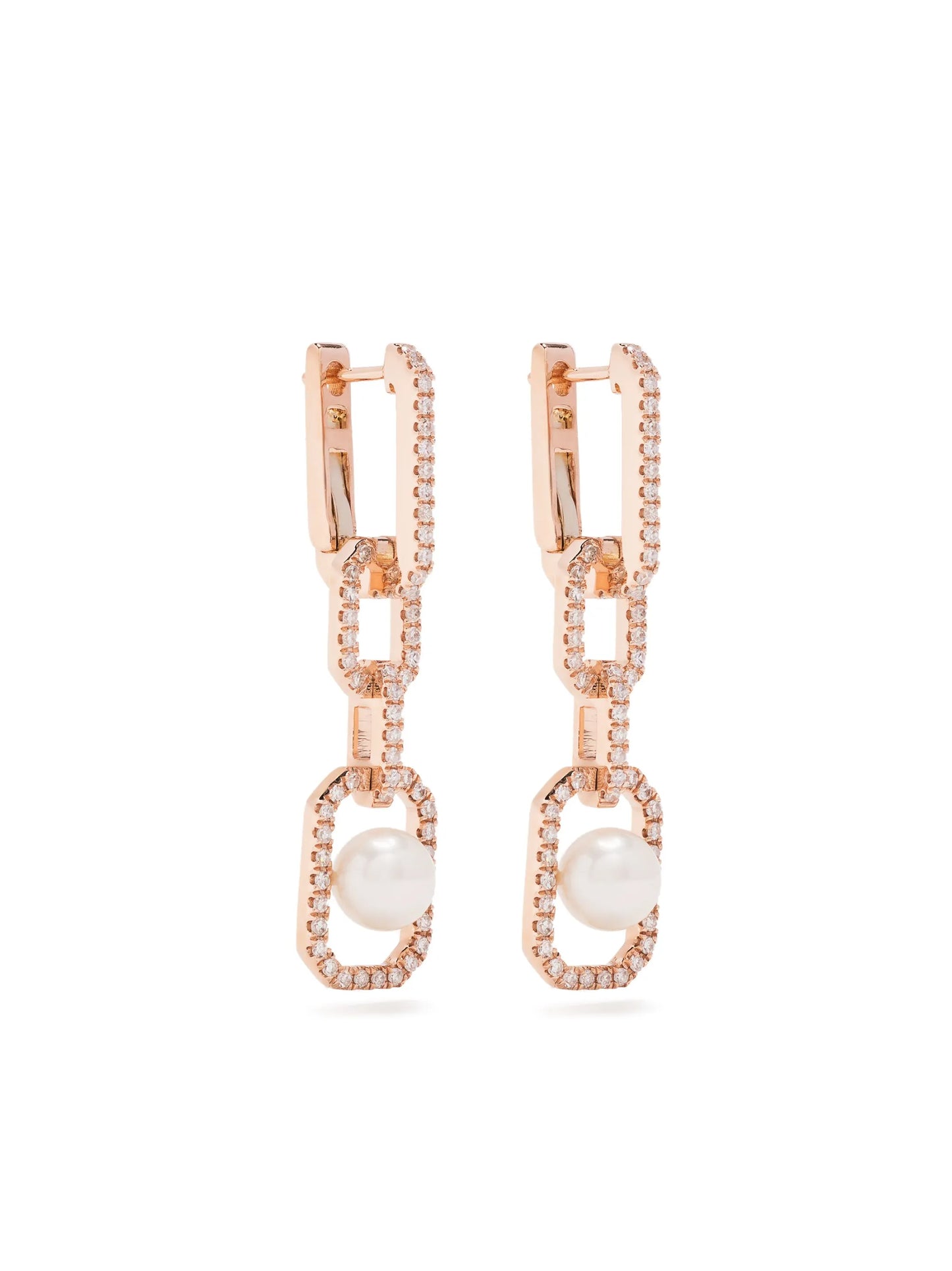 18kt yellow gold diamond and pearl drop earrings