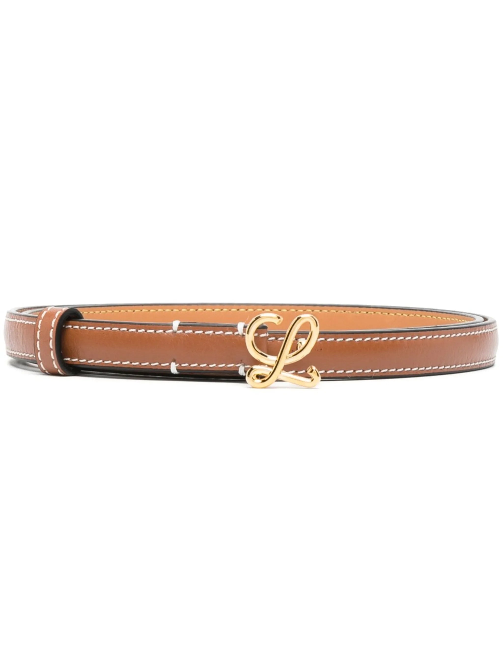 logo-buckle leather belt