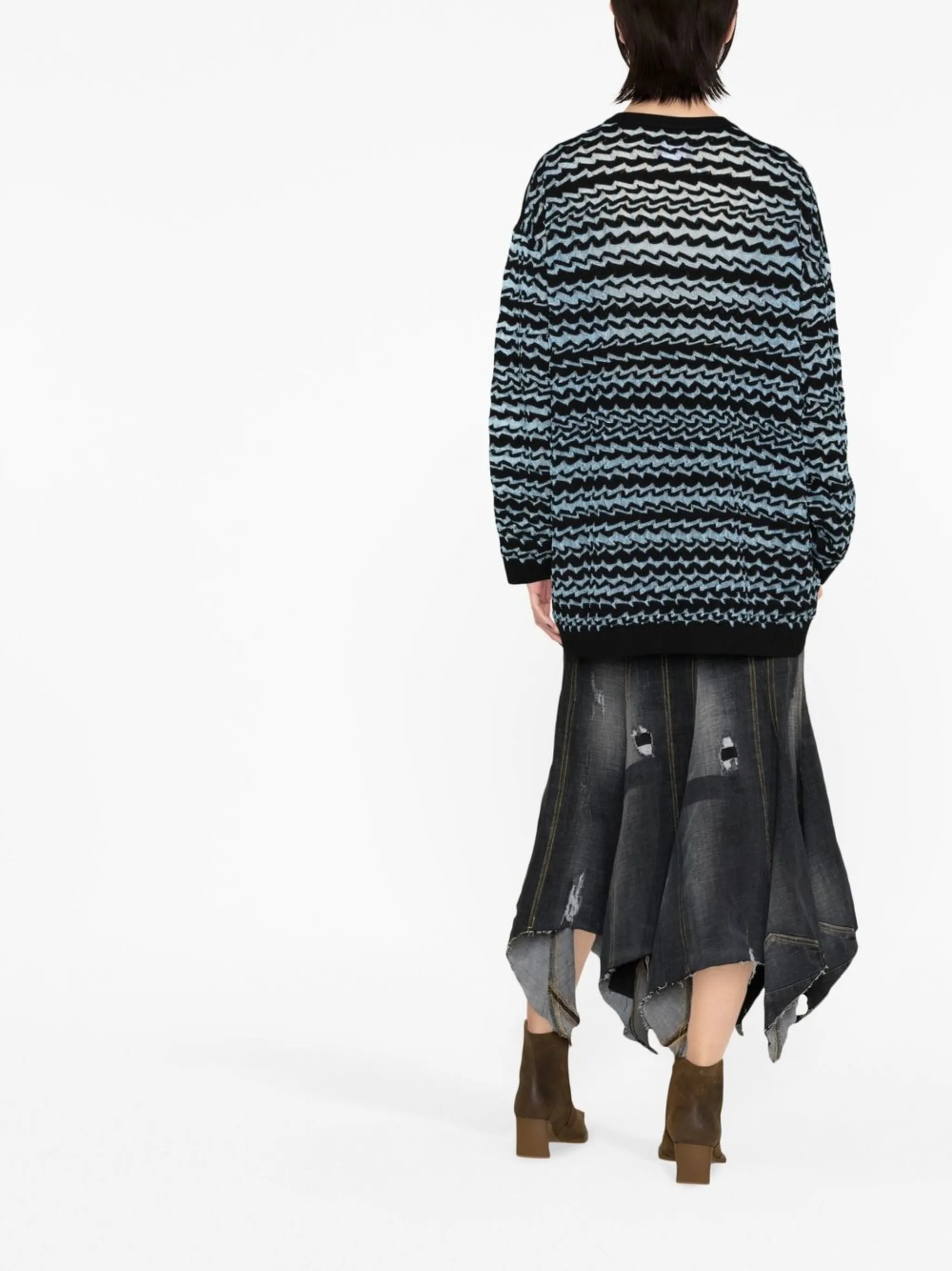 glass yarn striped sweatshirt