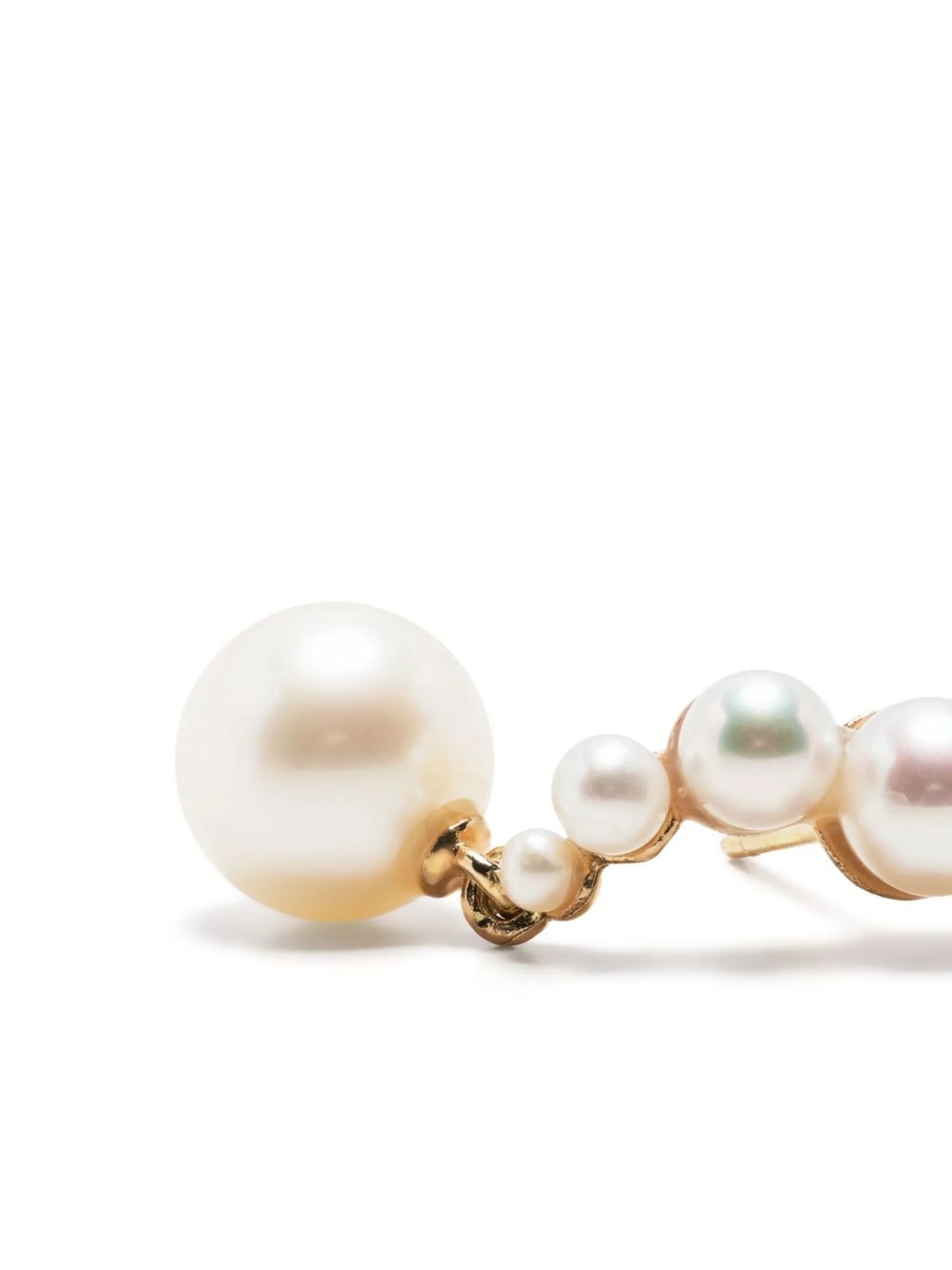 14kt yellow gold Curve pearl drop earrings