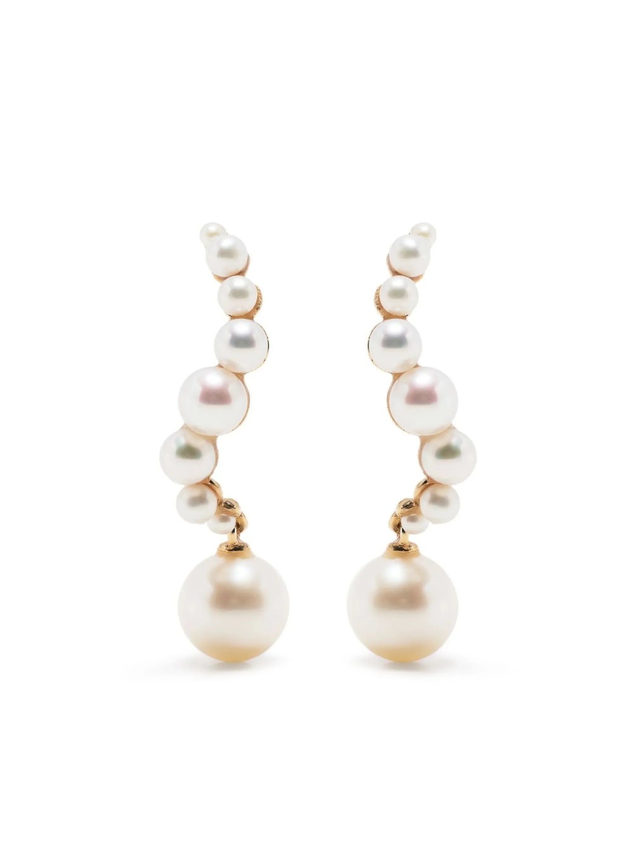 14kt yellow gold Curve pearl drop earrings