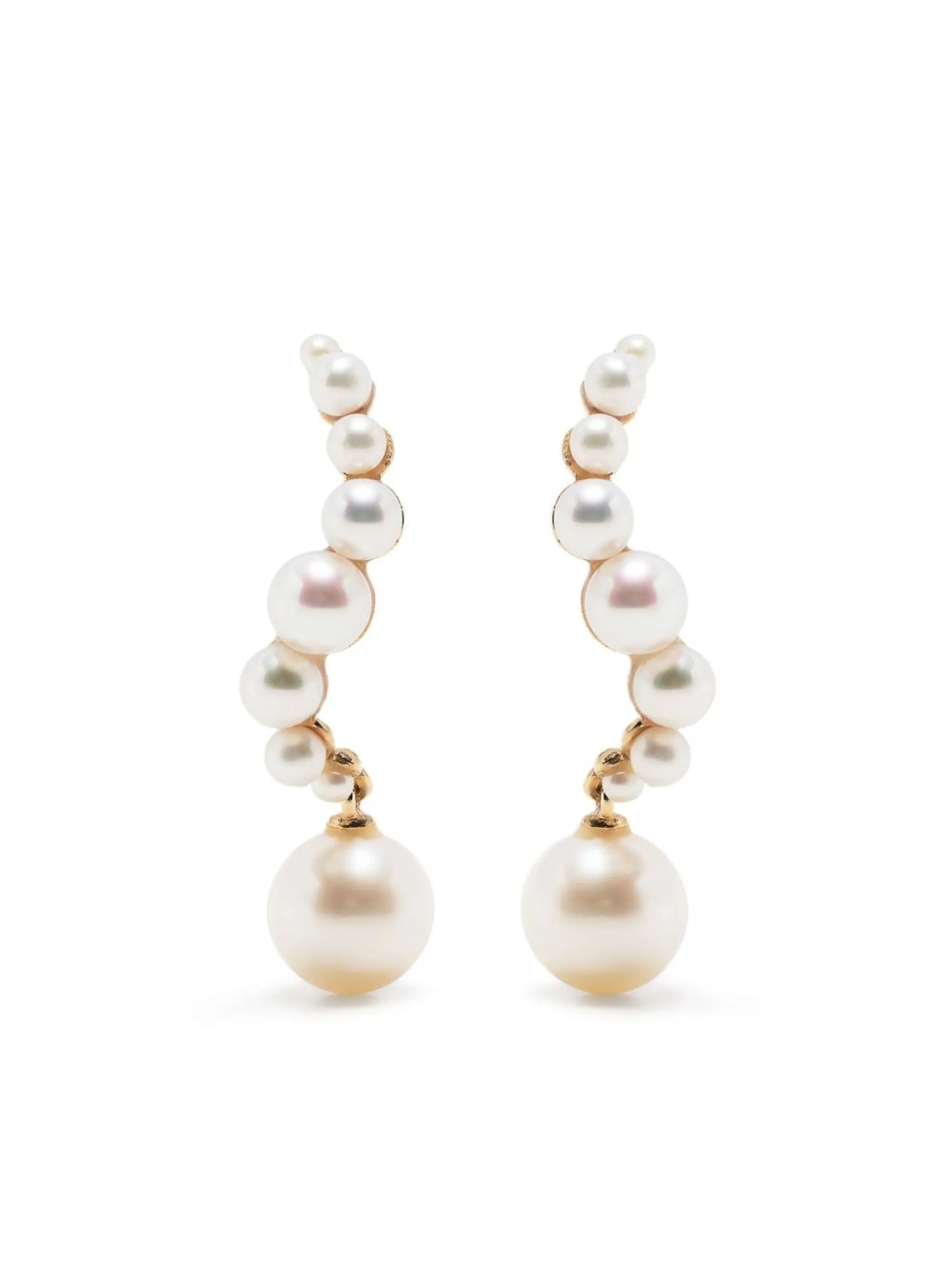 14kt yellow gold Curve pearl drop earrings