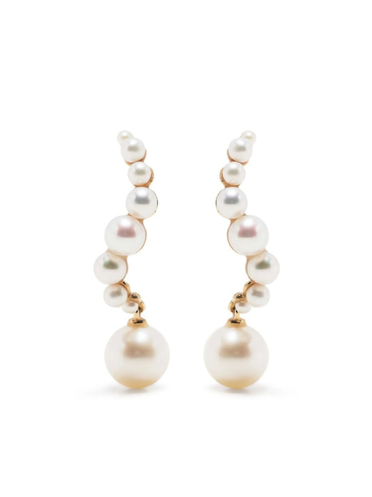 14kt yellow gold Curve pearl drop earrings