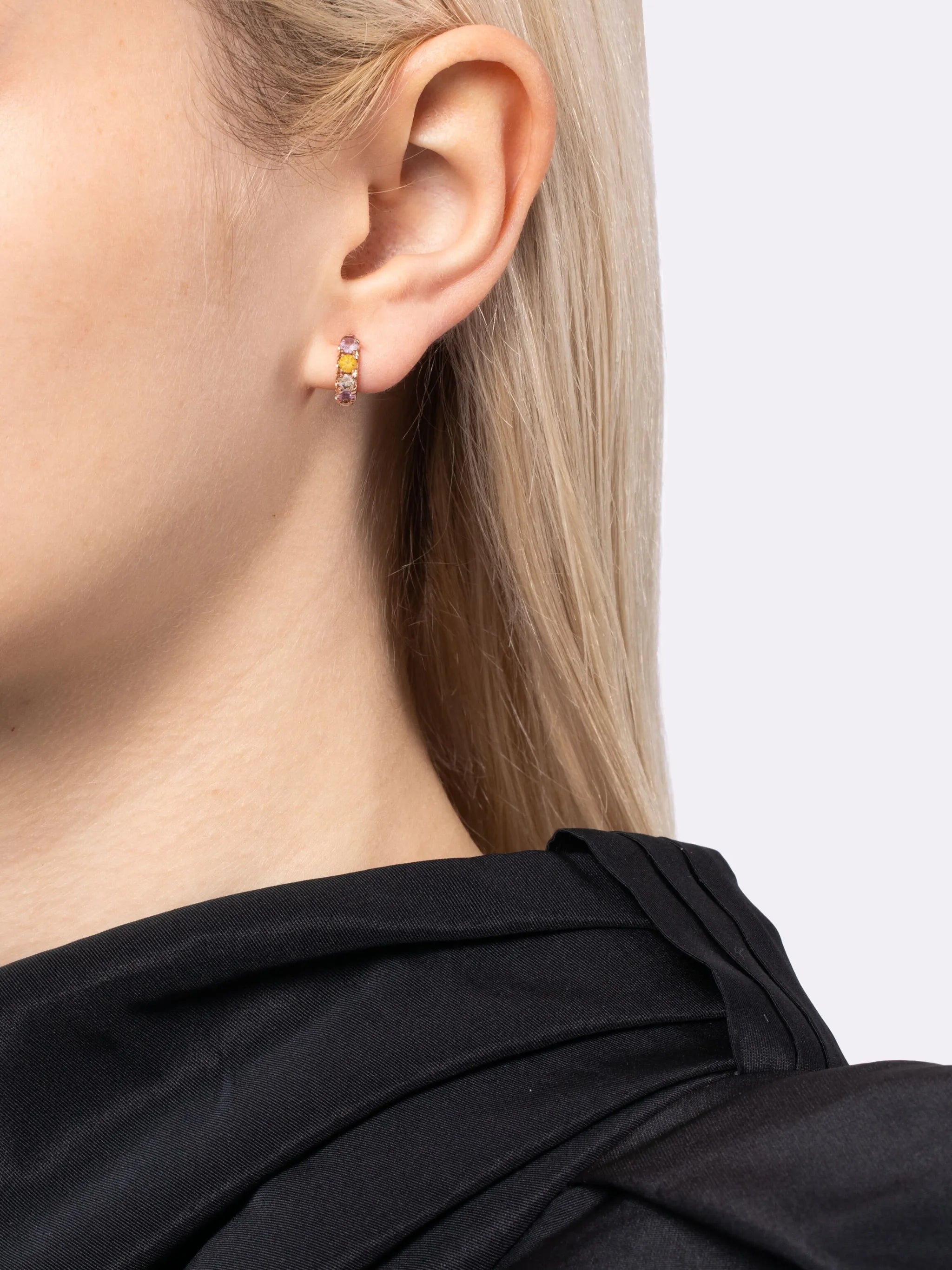 18K rose gold Mini Macro sapphire single hoop earring