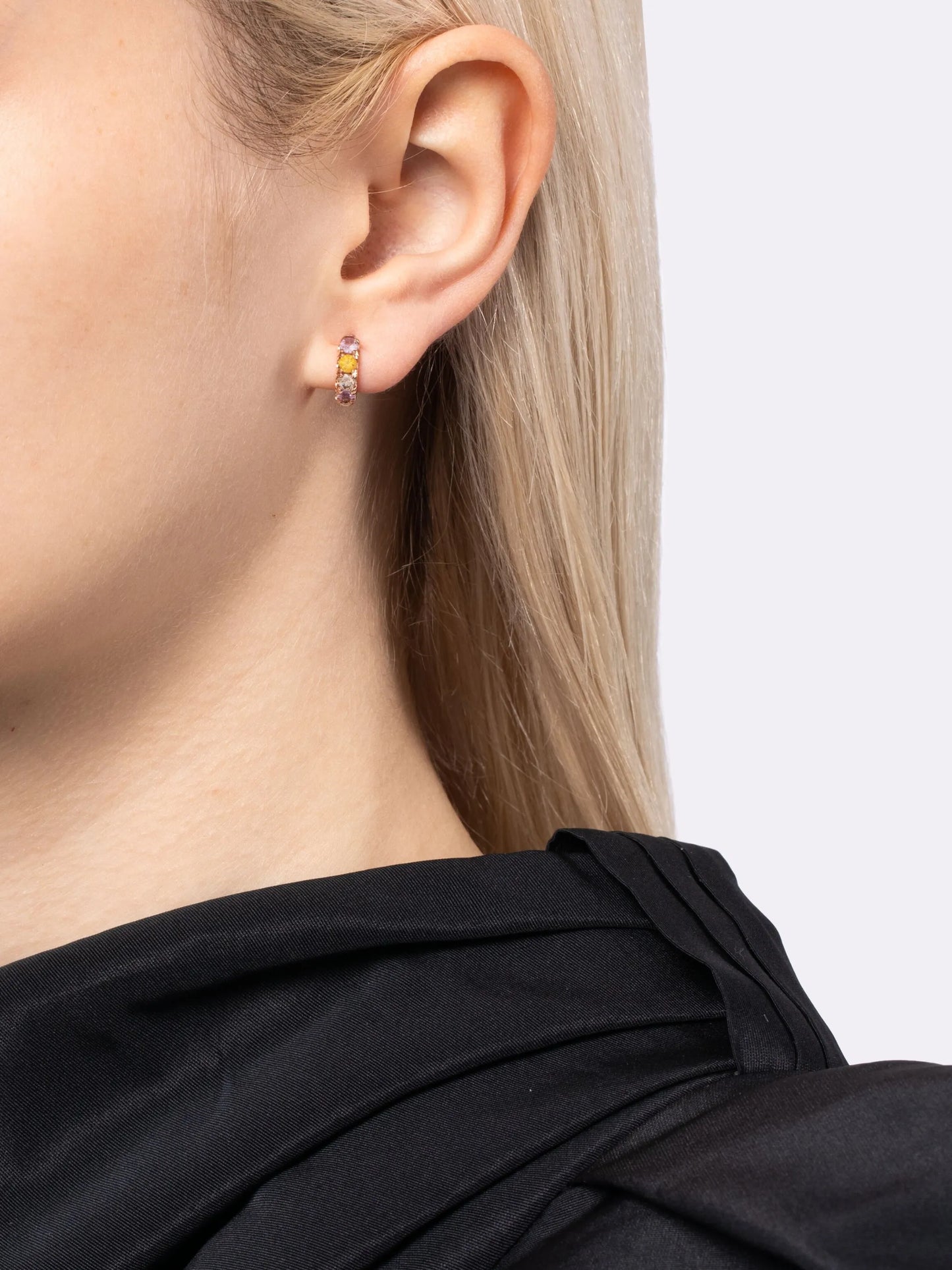 18K rose gold Mini Macro sapphire single hoop earring