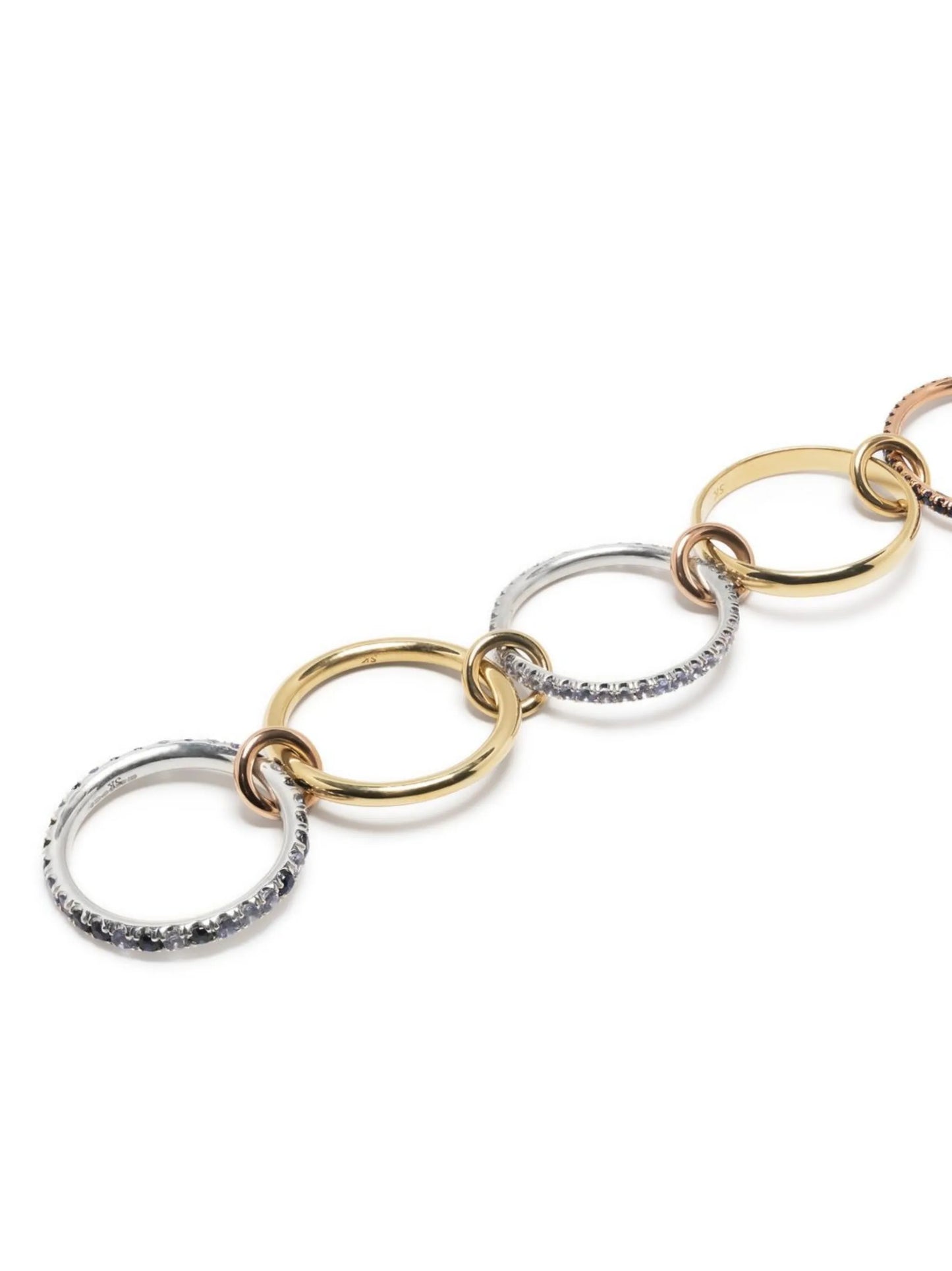 18kt yellow gold and silver sapphire multi-stack ring