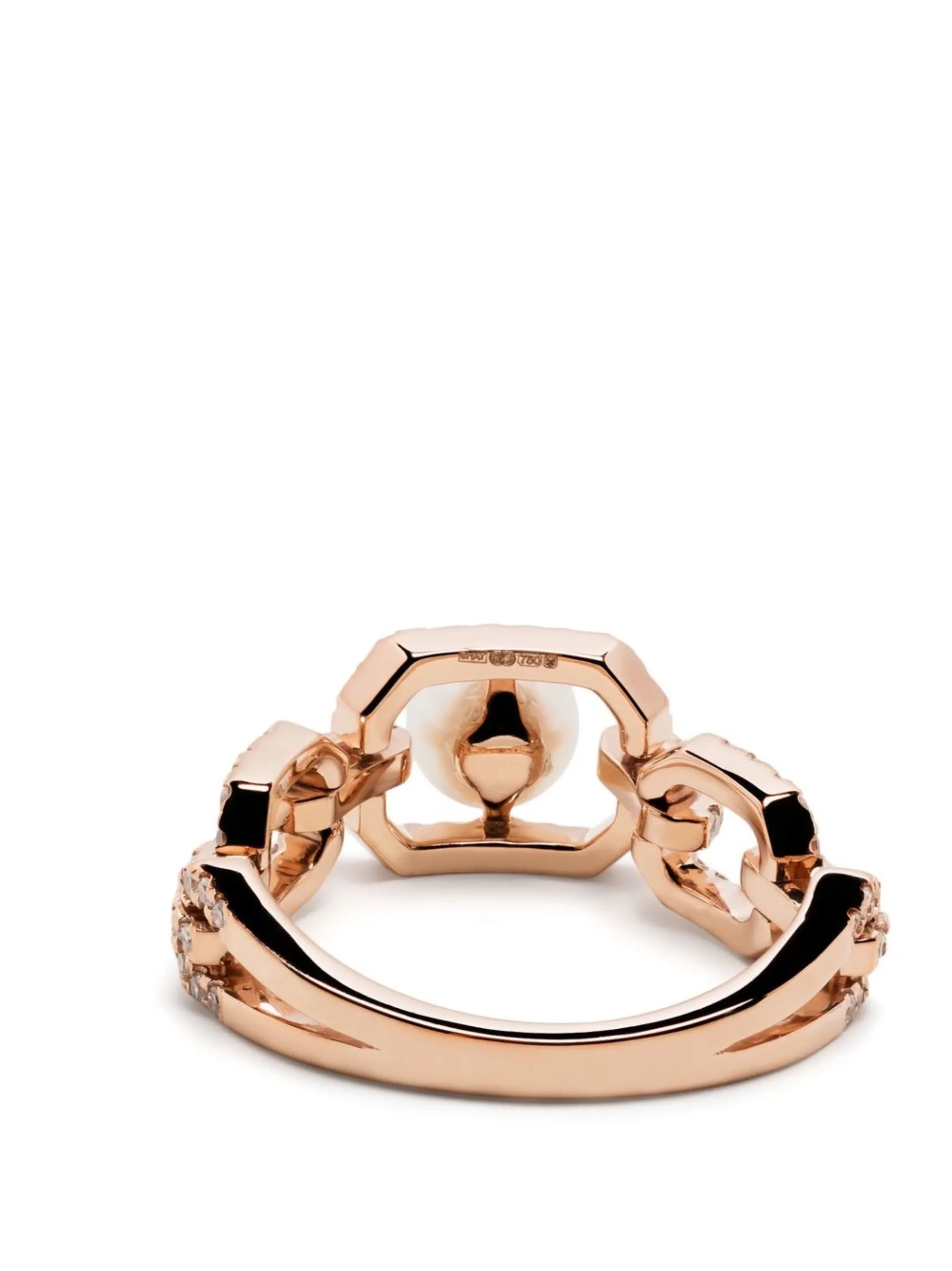 18K rose gold diamond and pearl ring