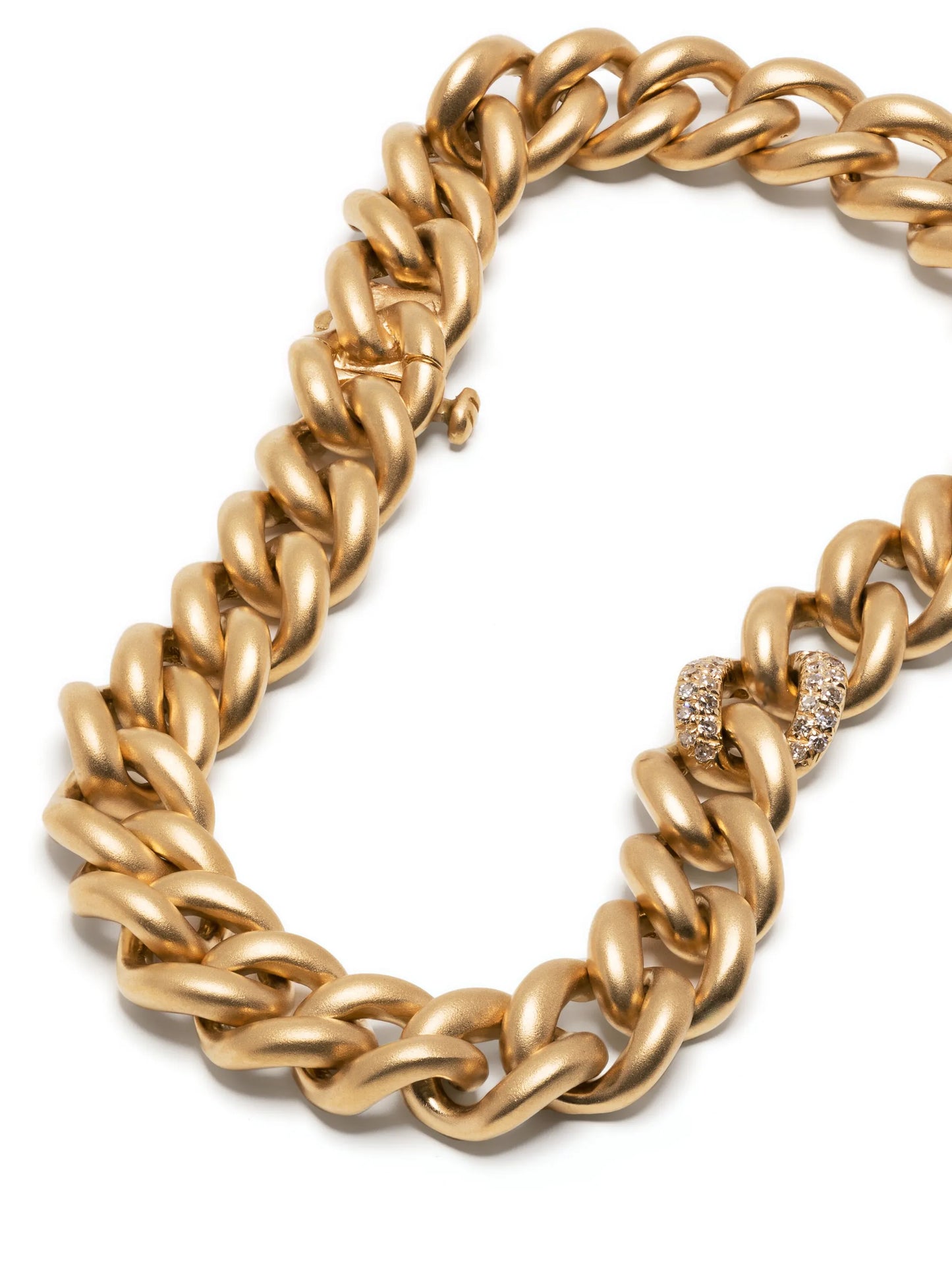 18K yellow gold single pavé matte chain bracelet
