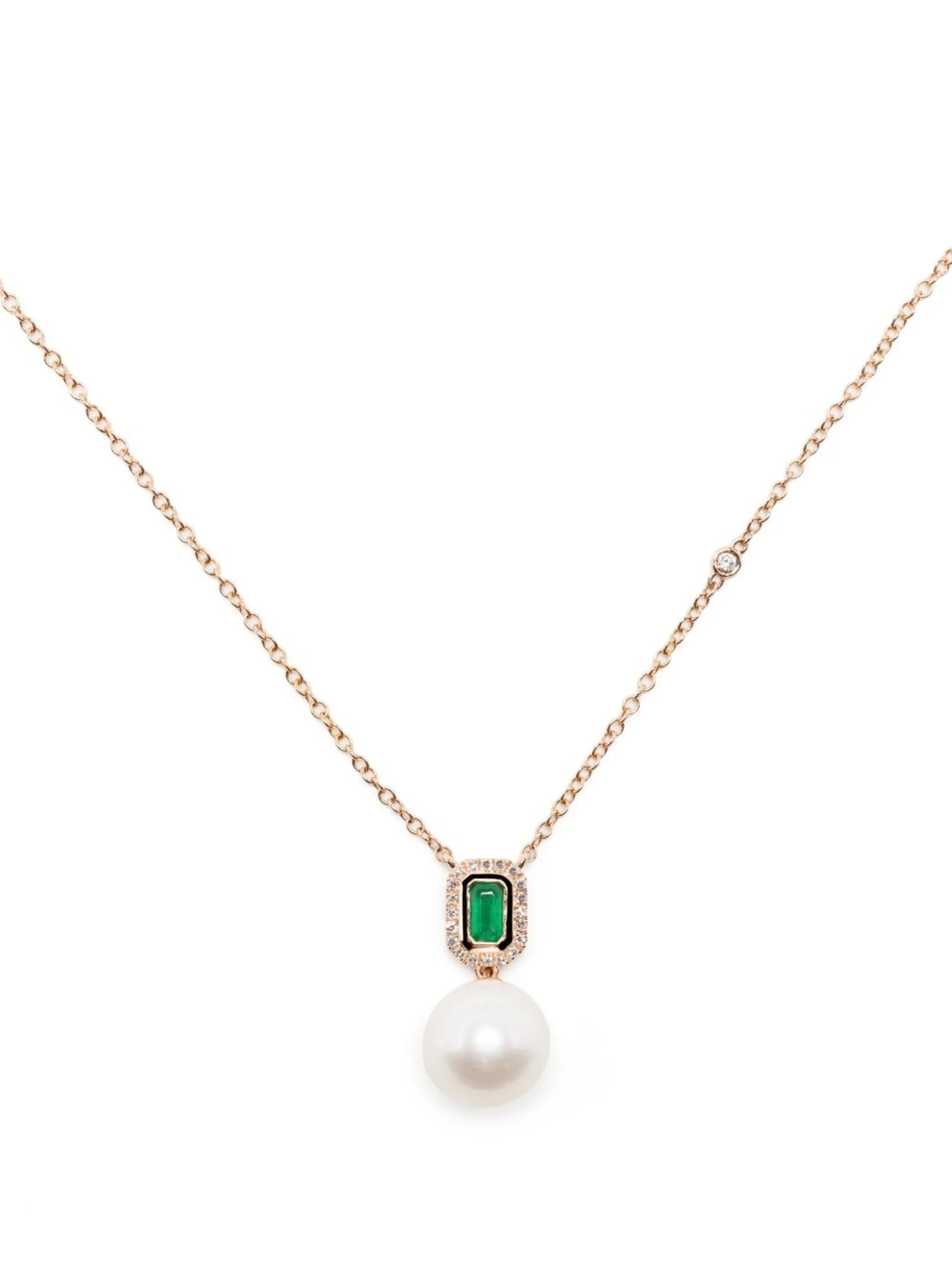 18kt rose gold multi-stone pendant necklace