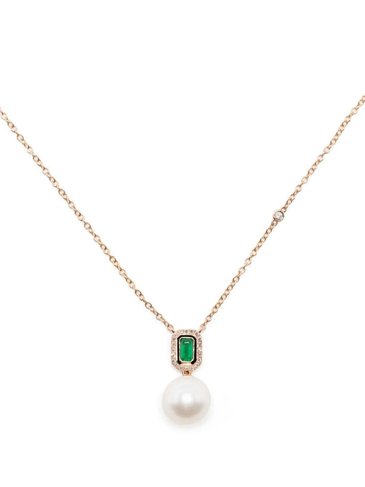 18kt rose gold multi-stone pendant necklace