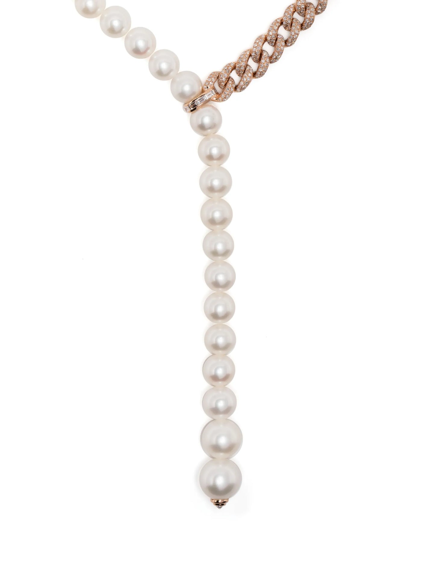 18kt yellow gold pearl and diamond lariat necklace