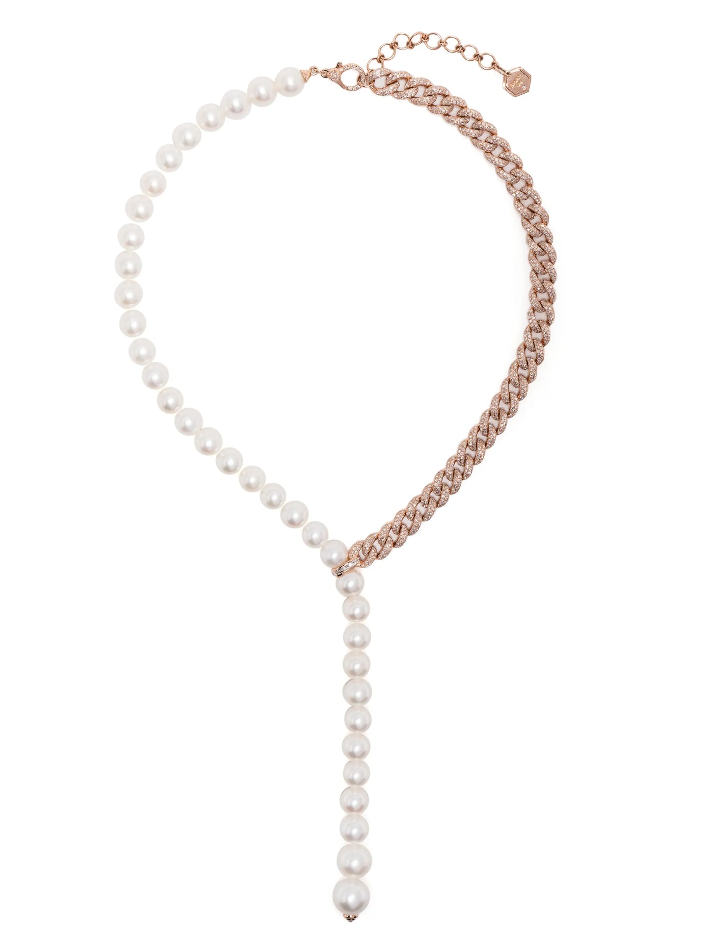 18kt yellow gold pearl and diamond lariat necklace