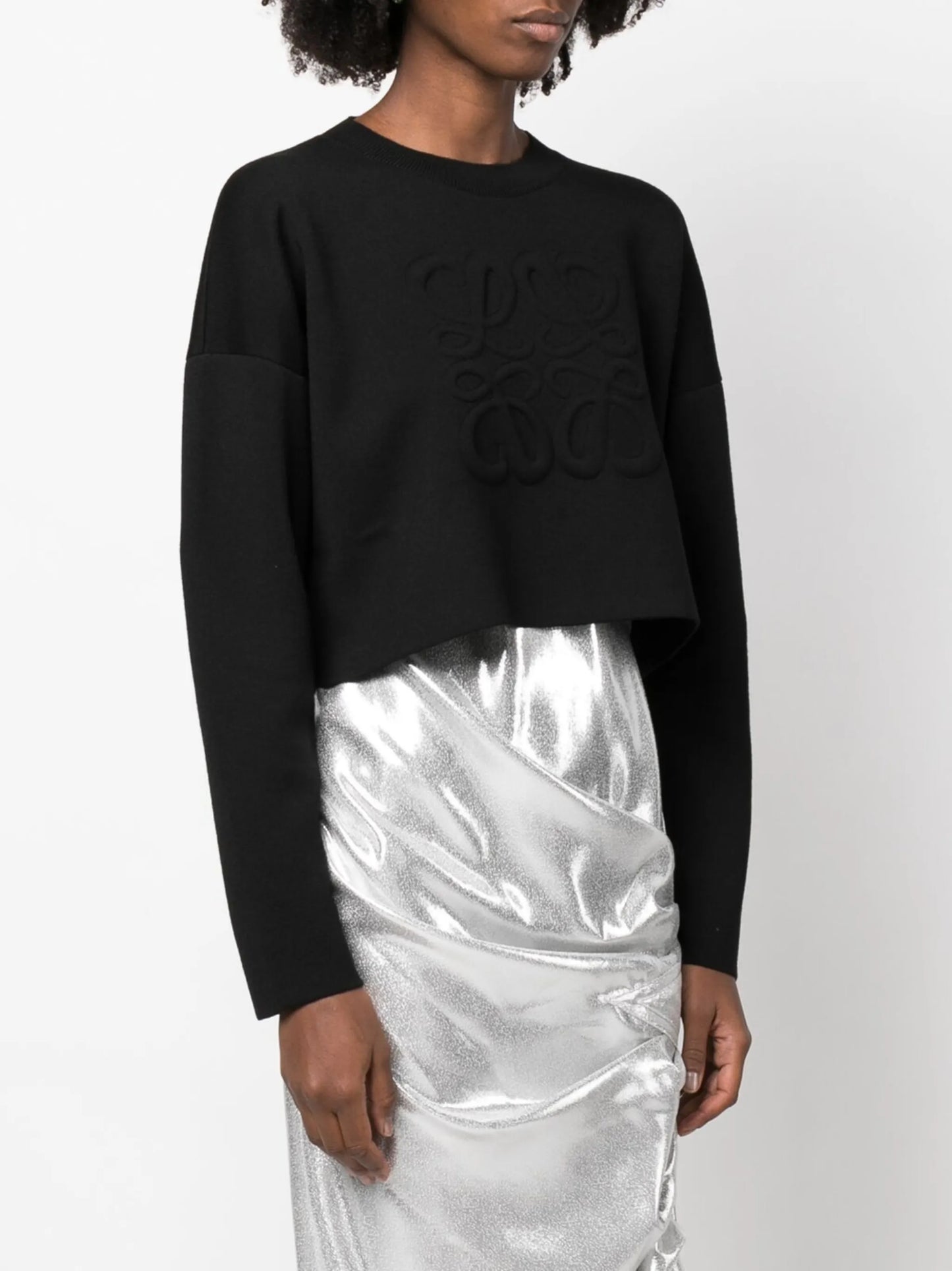 Anagram-motif cropped jumper