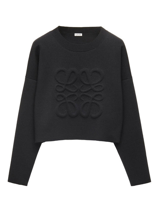 Anagram-motif cropped jumper