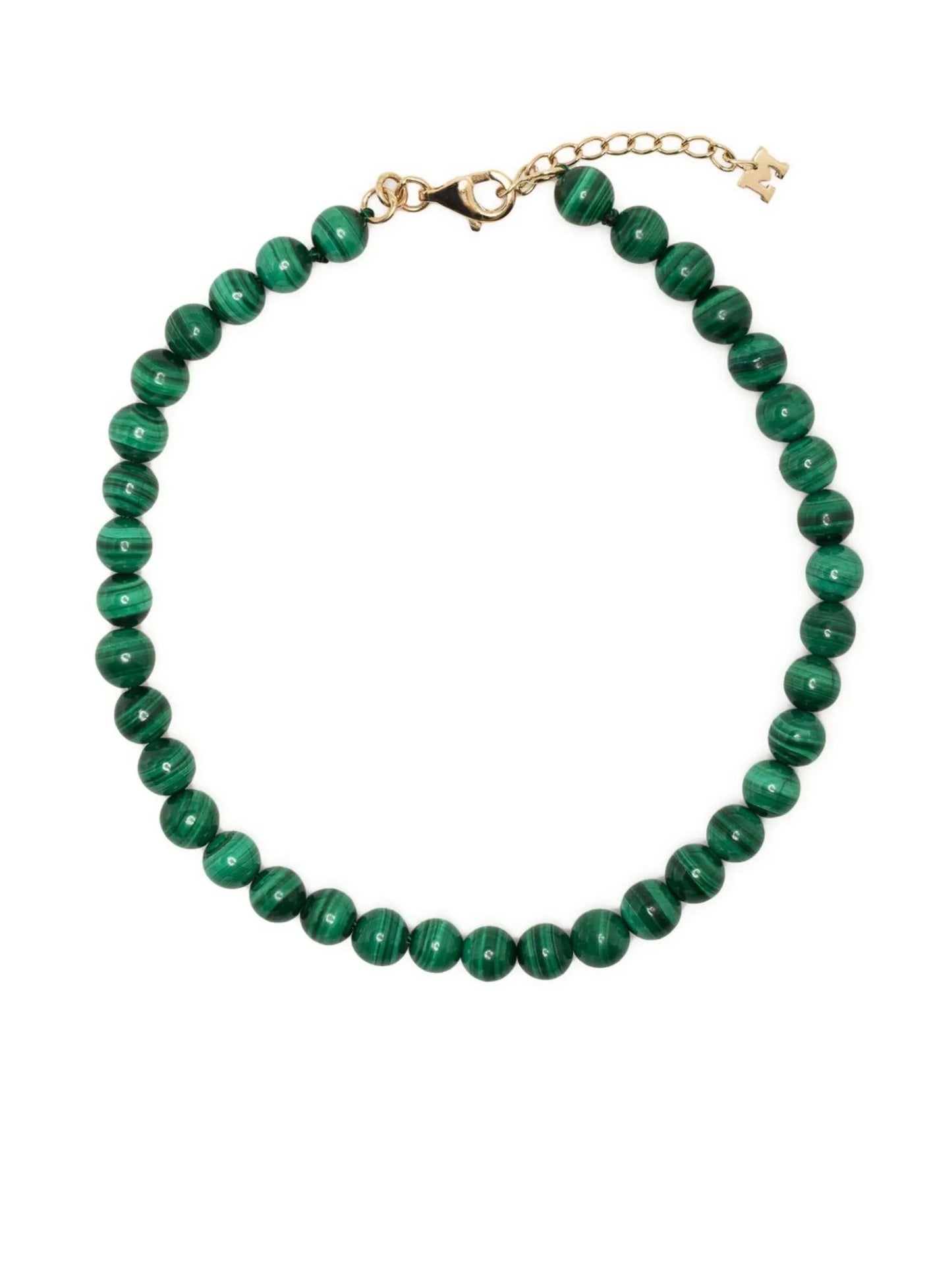 14kt yellow gold malachite bead bracelet
