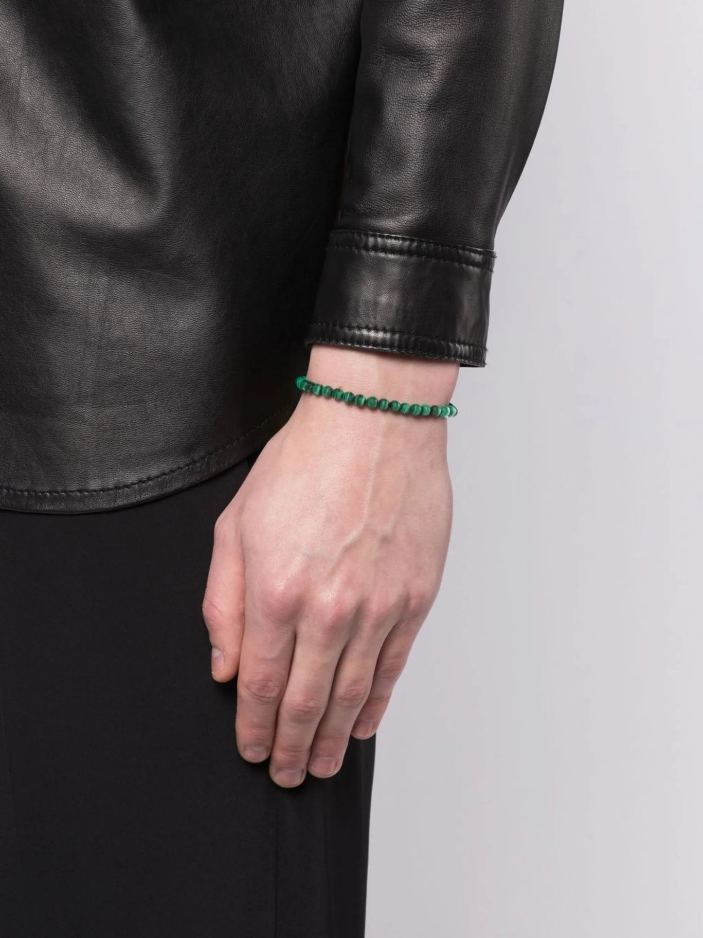 14kt yellow gold malachite bead bracelet