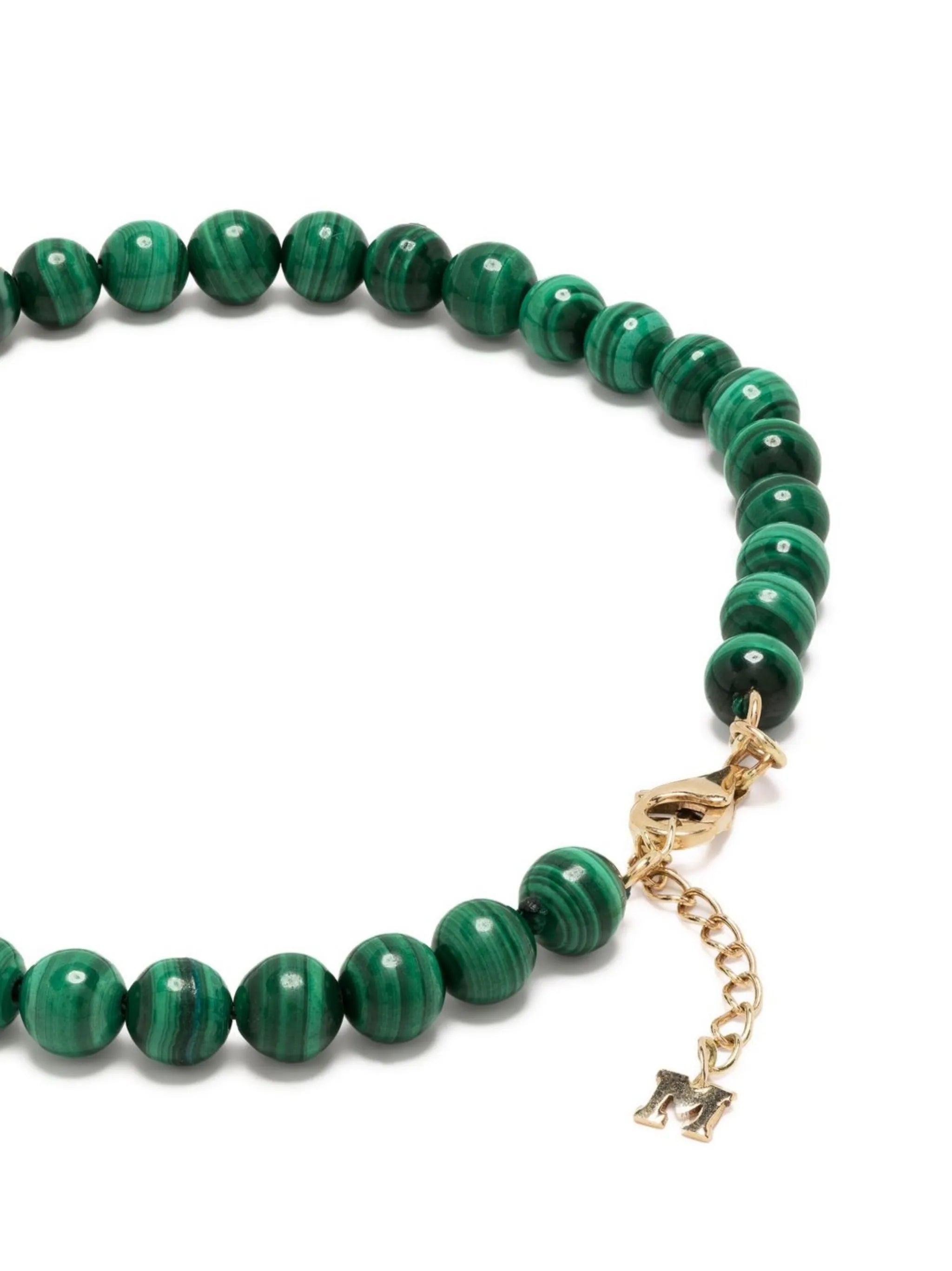 14kt yellow gold malachite bead bracelet