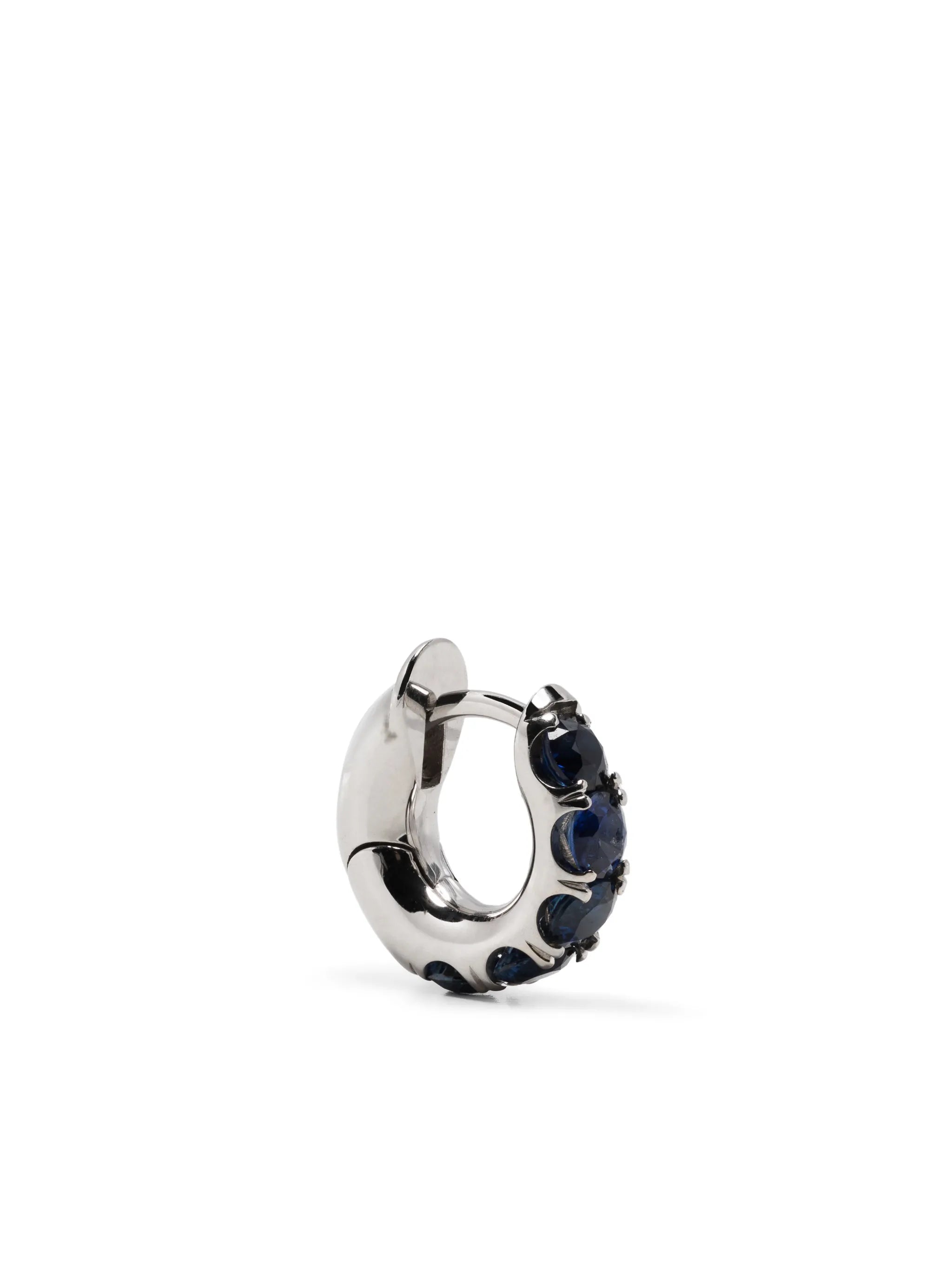 18kt white gold sapphire mini hoop earring