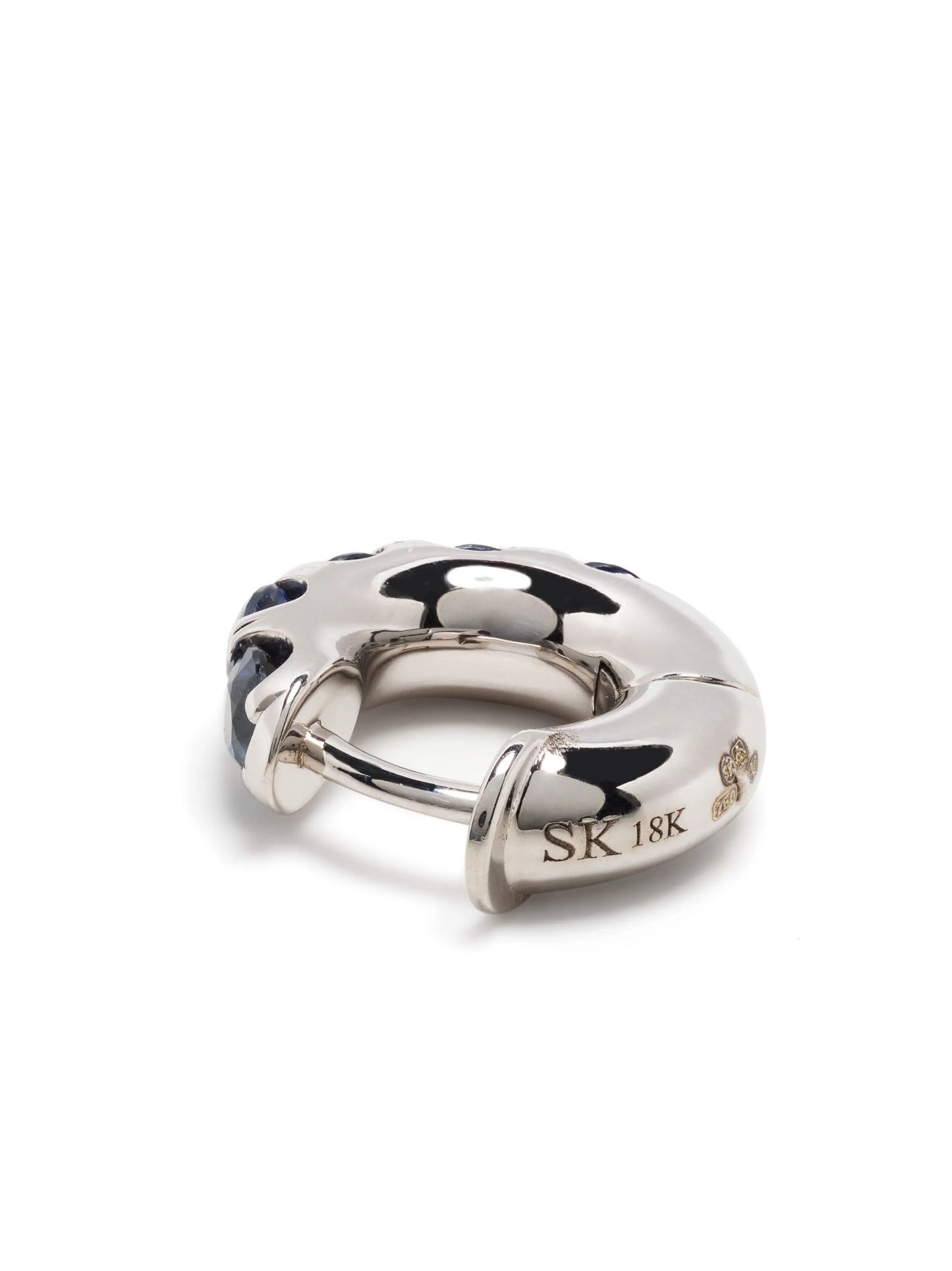 18kt white gold sapphire mini hoop earring