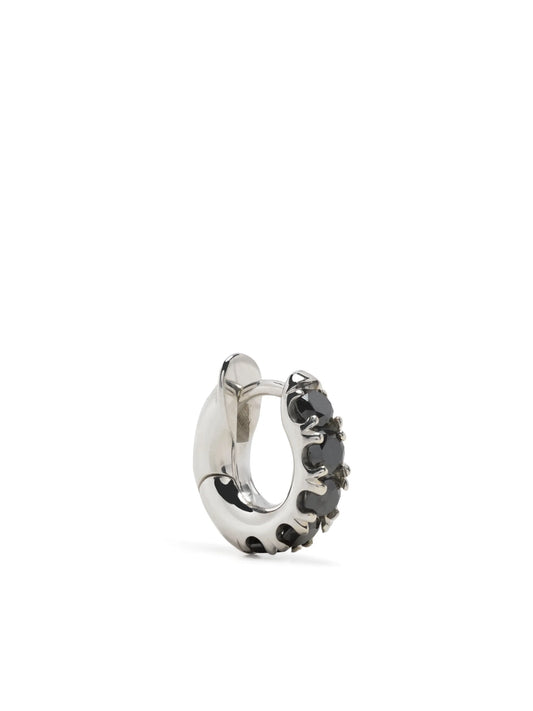 sterling silver diamond mini hoop earring