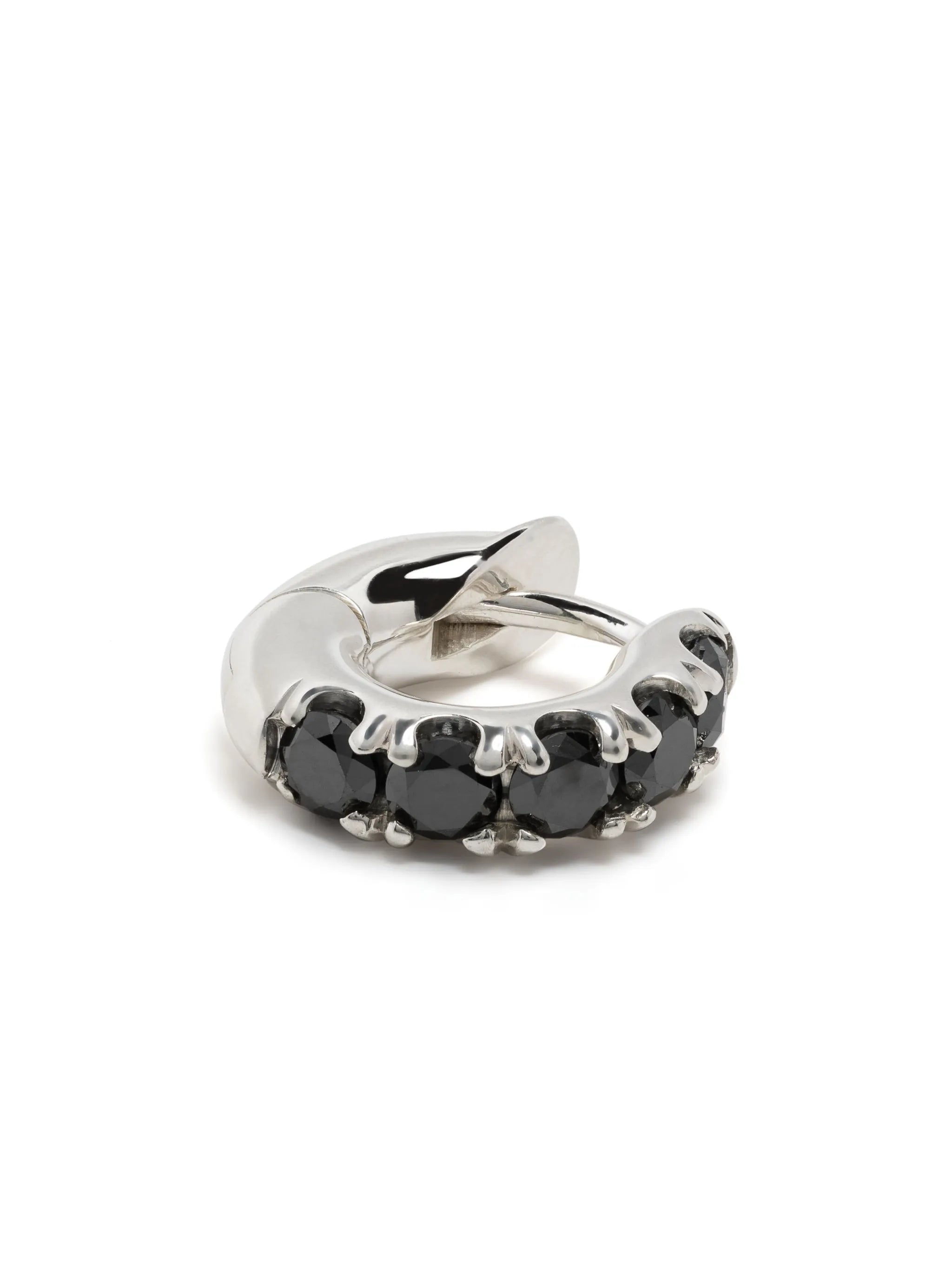 sterling silver diamond mini hoop earring