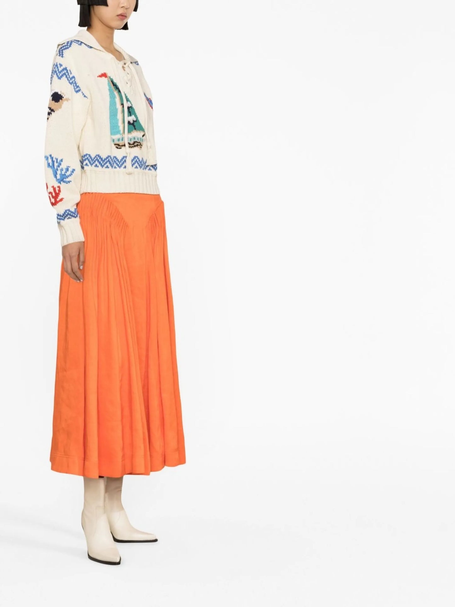 intarsia-knit spread-collar jumper