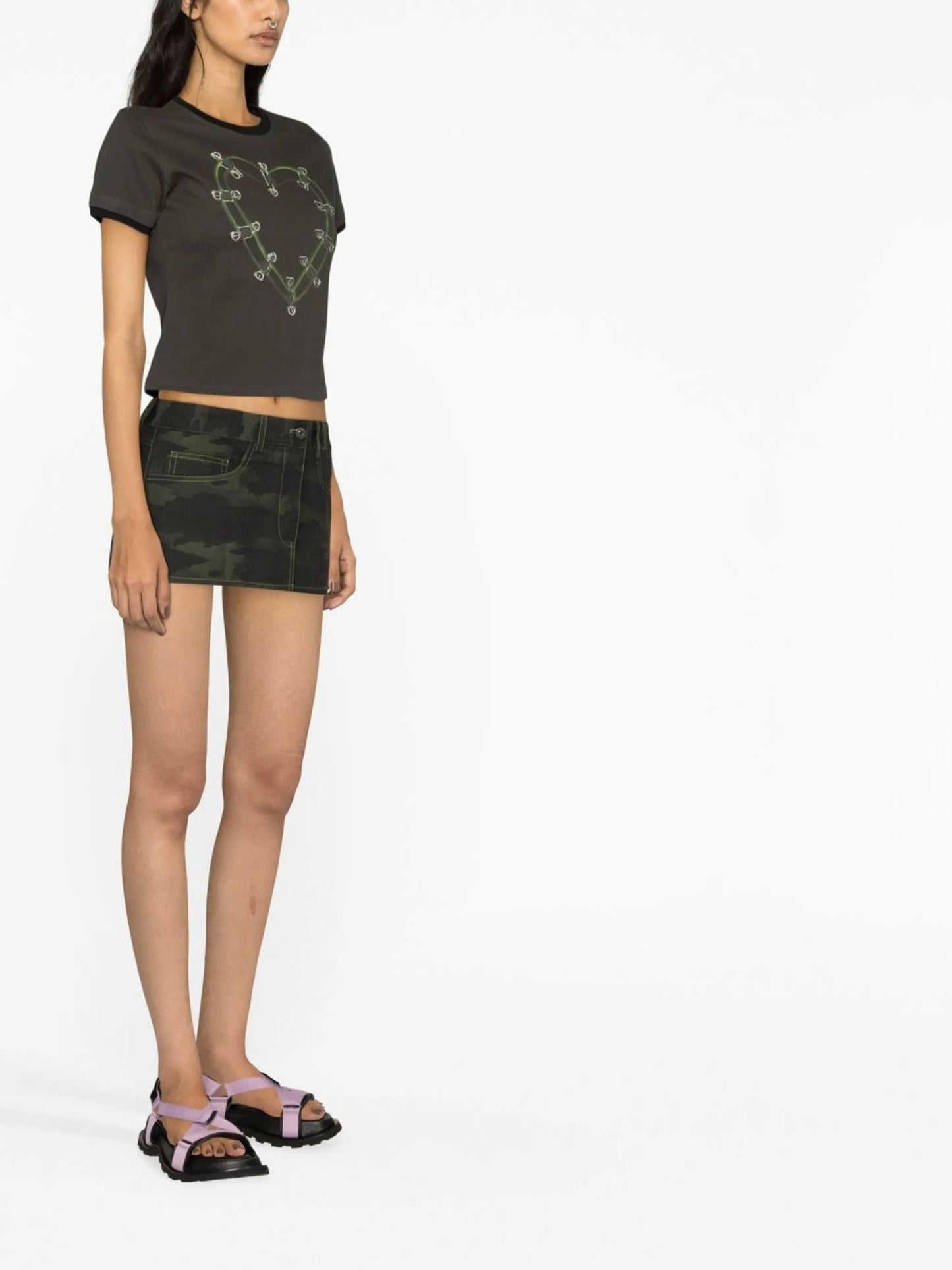 camo frayed mini skirt