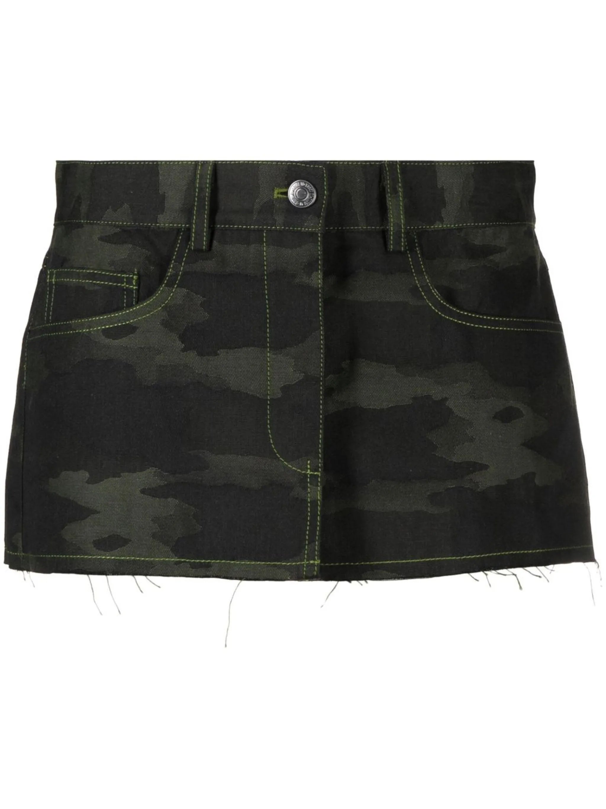 camo frayed mini skirt