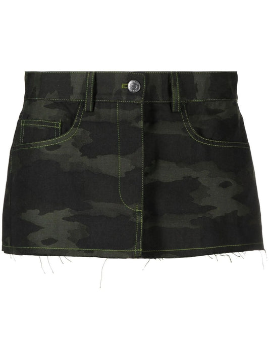 camo frayed mini skirt