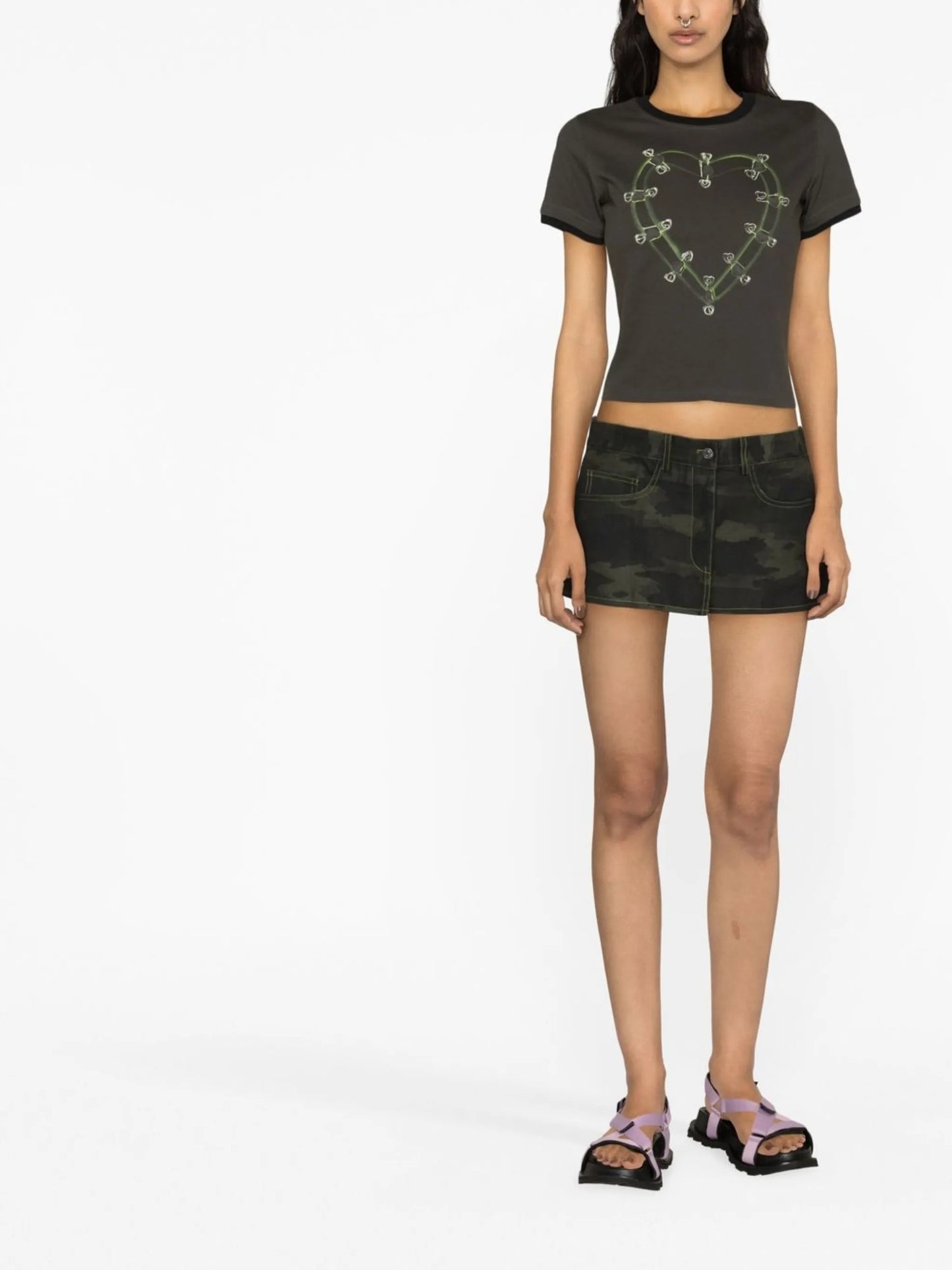 camo frayed mini skirt
