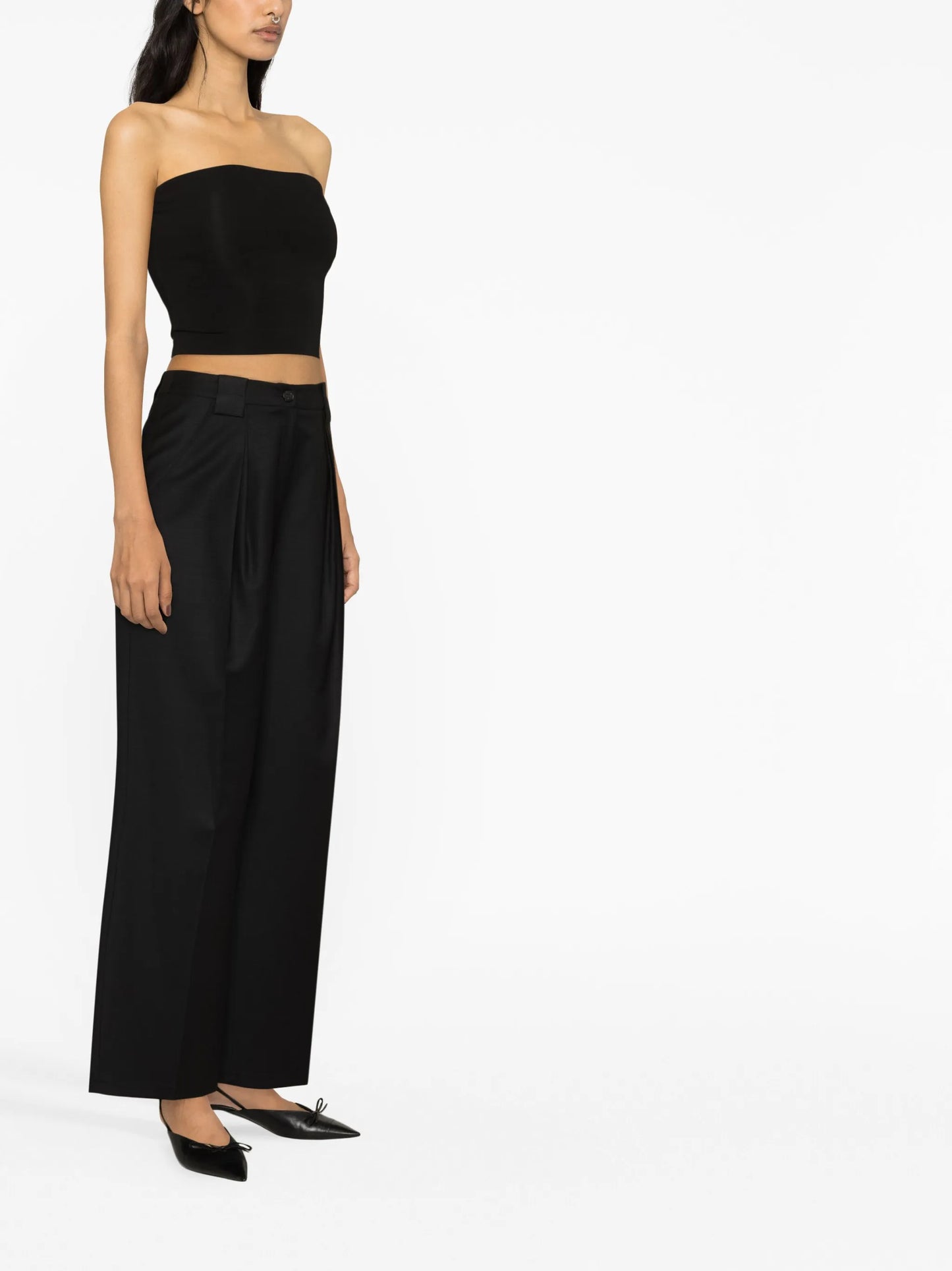 pleat-detail wide-leg trousers