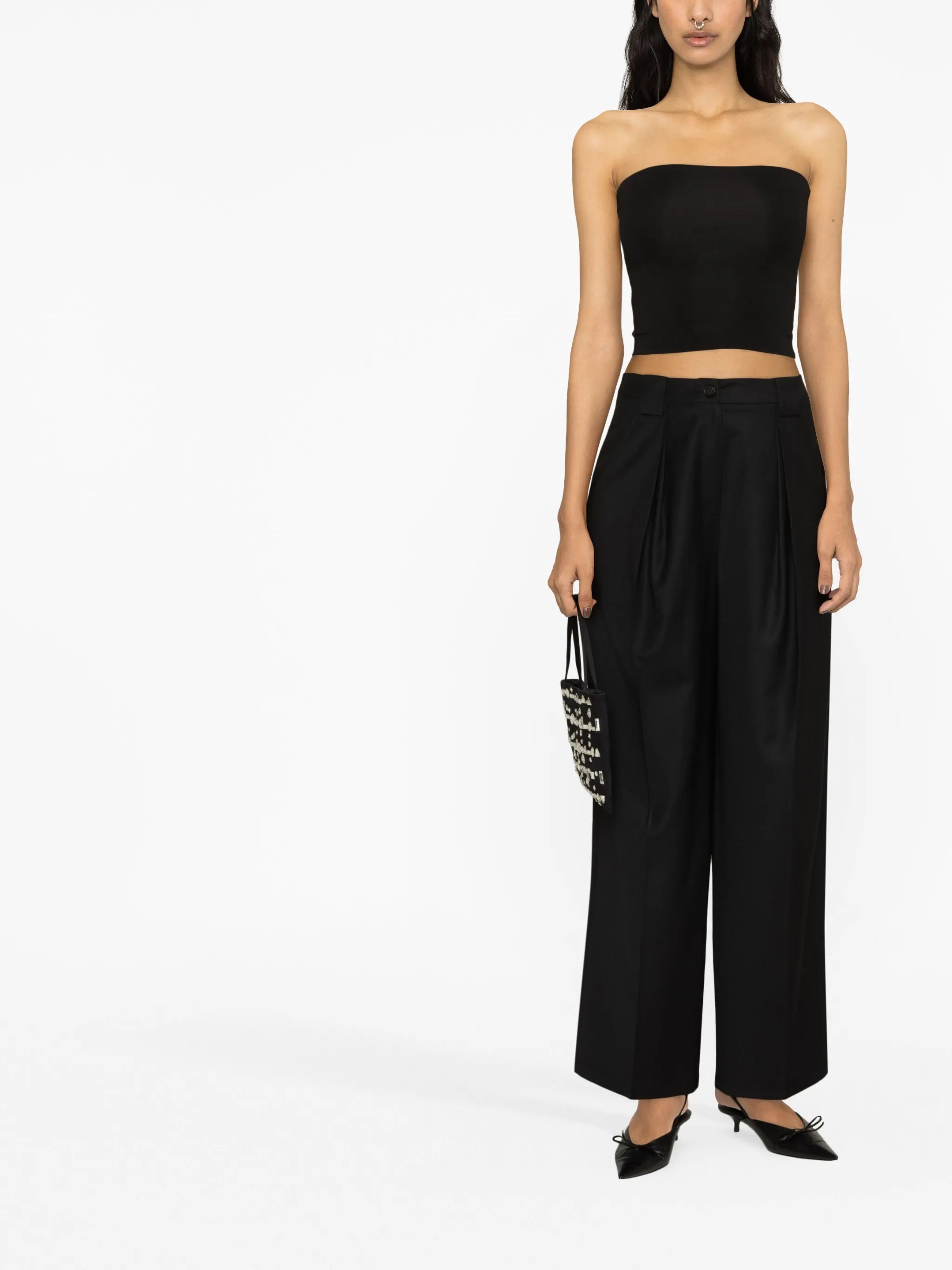 pleat-detail wide-leg trousers