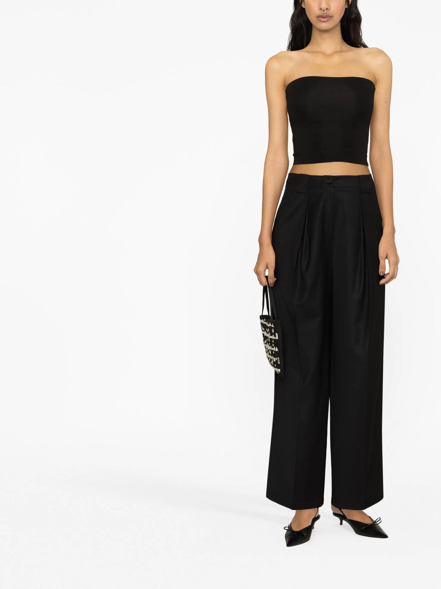 pleat-detail wide-leg trousers