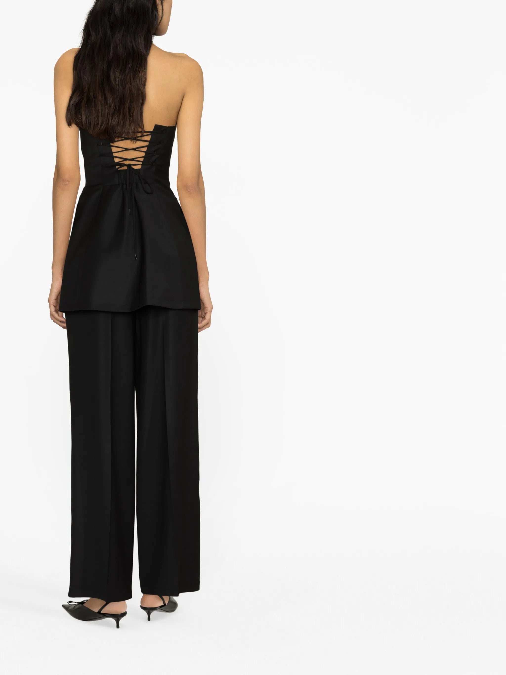 blazer-style strapless top