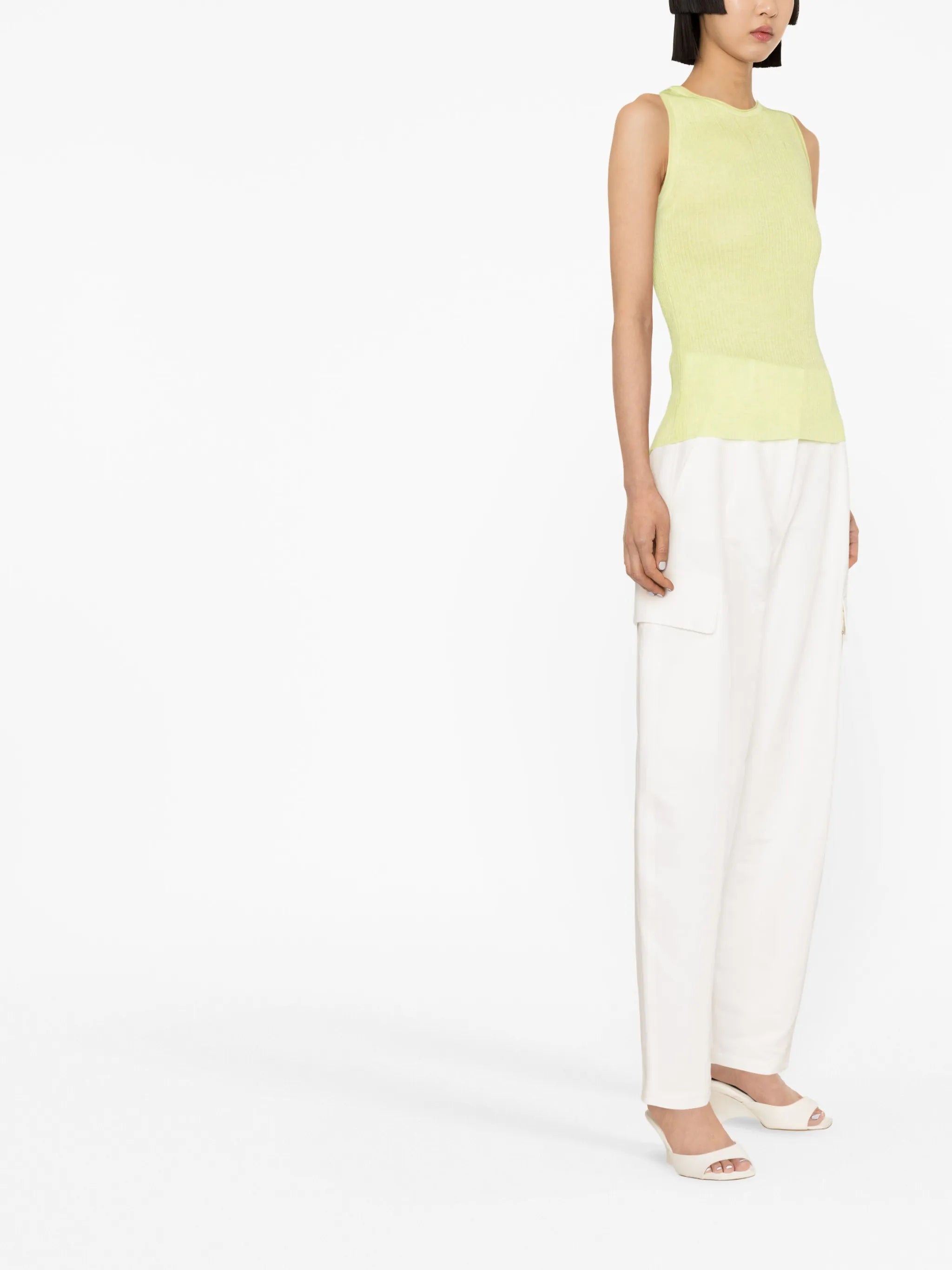 Ribbed back-slit top