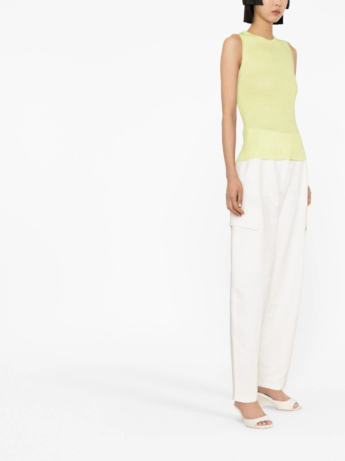 Ribbed back-slit top