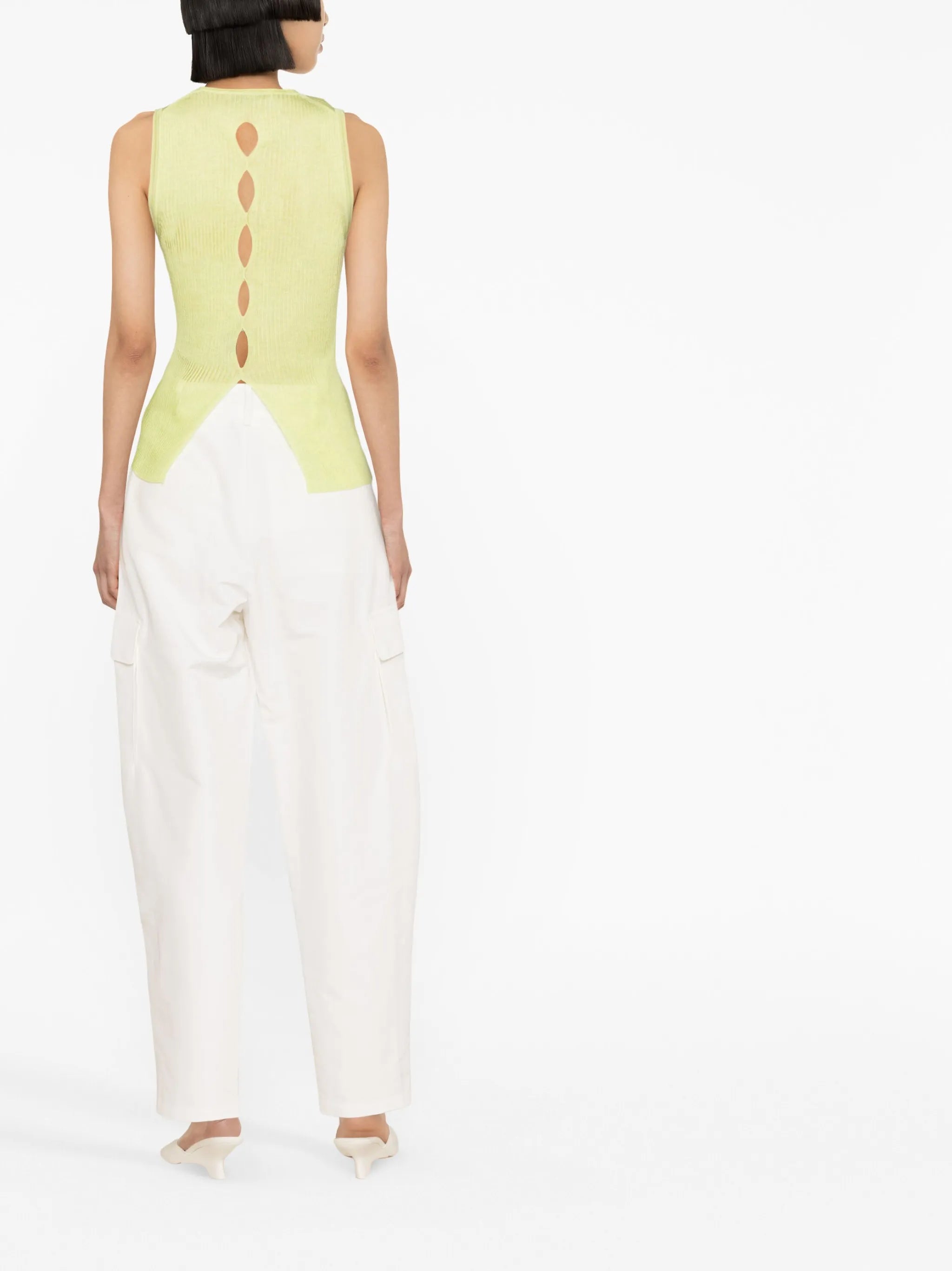 Ribbed back-slit top