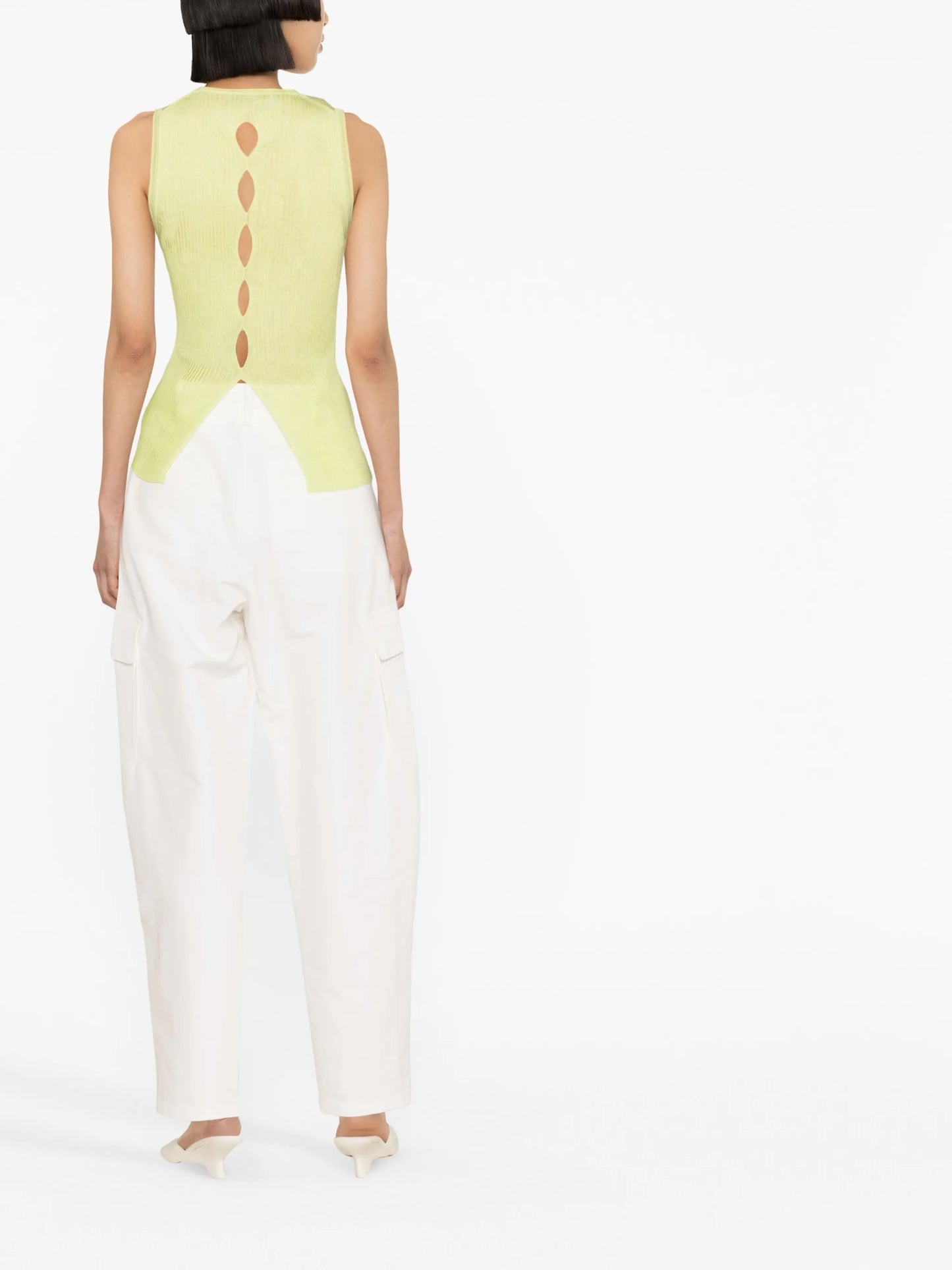 Ribbed back-slit top