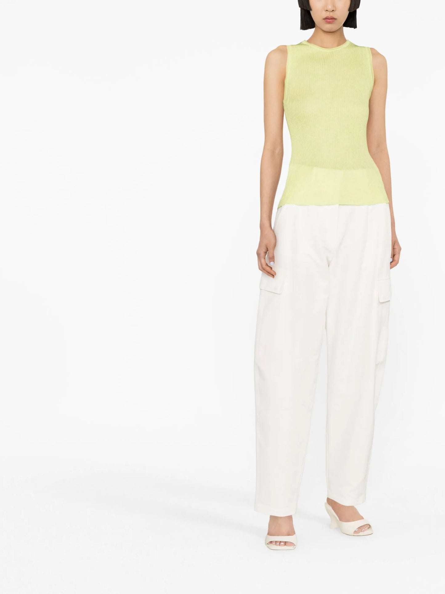Ribbed back-slit top