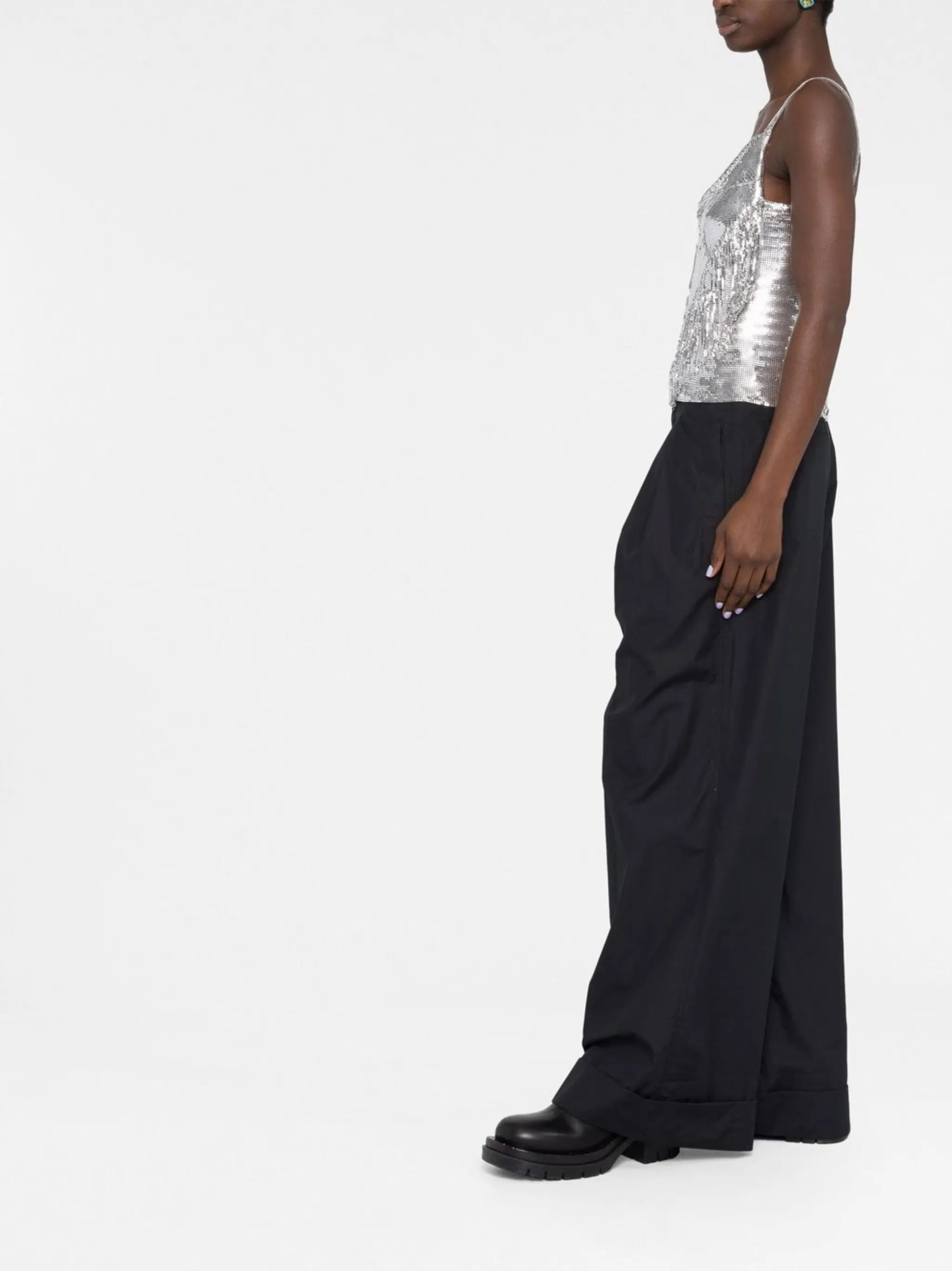 draped-detail cowl neck top