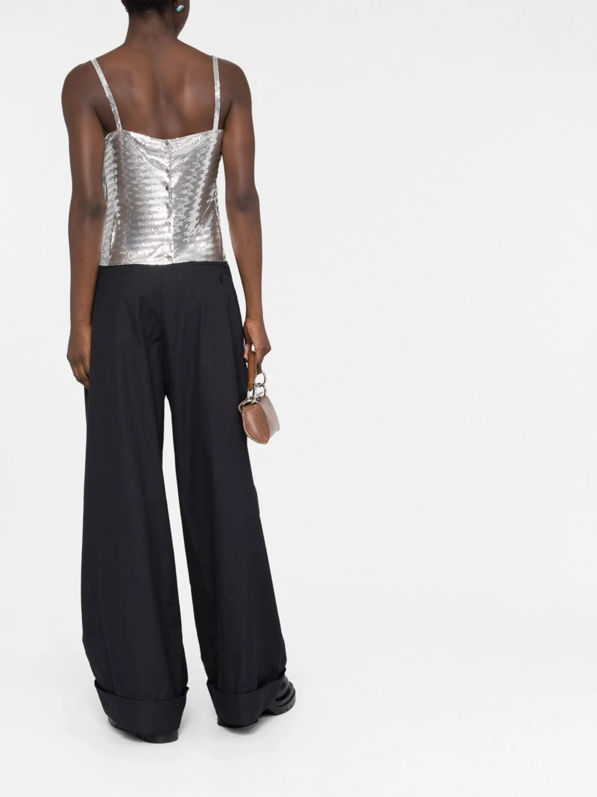 draped-detail cowl neck top