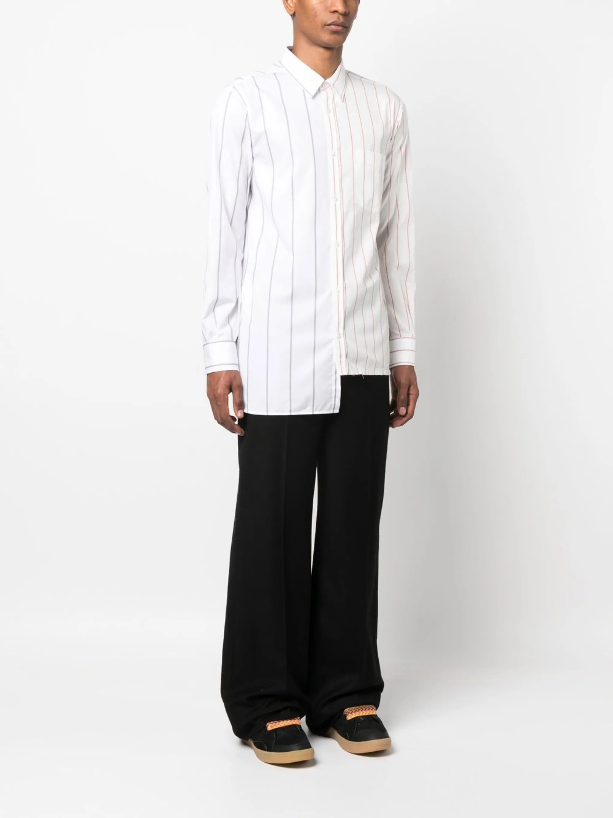 two-tone pinstripe shirt