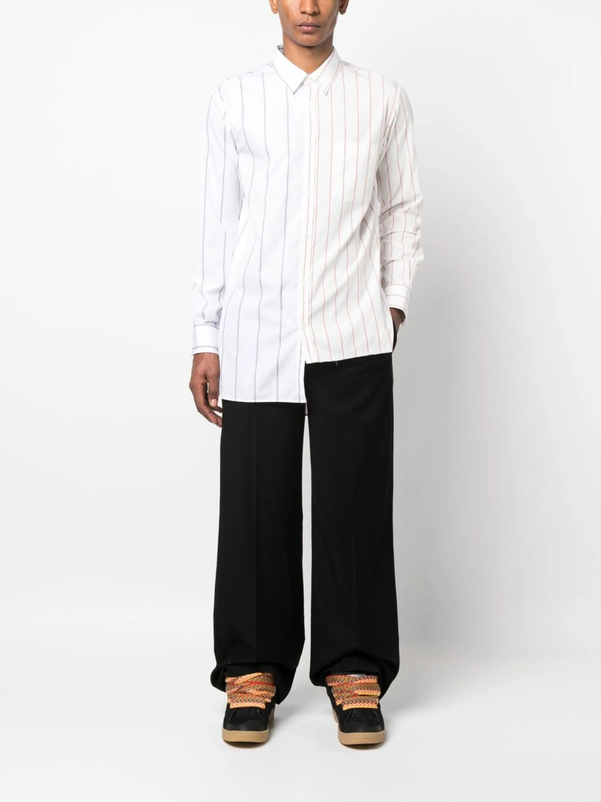 two-tone pinstripe shirt