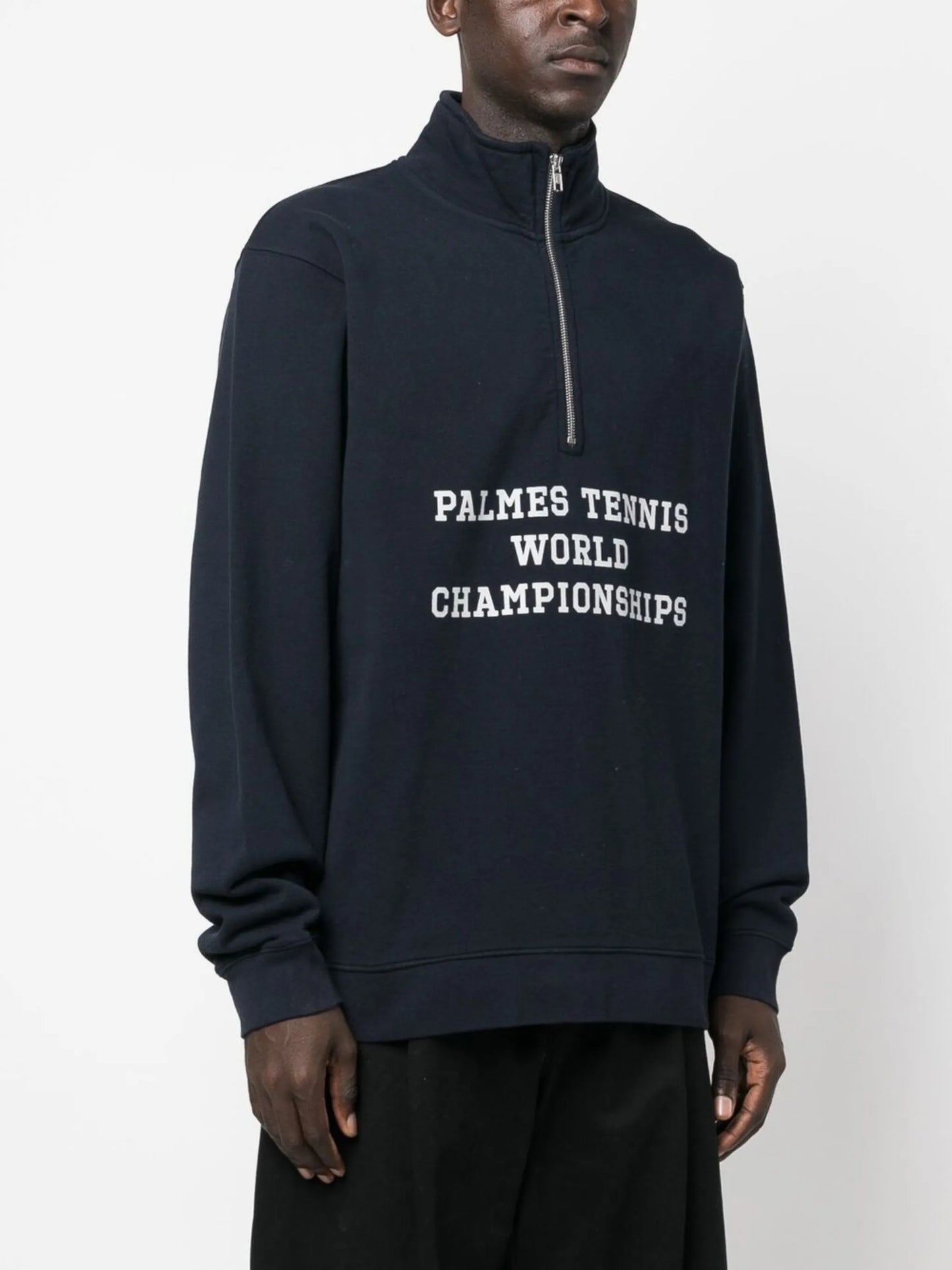 logo-print zip-front jumper