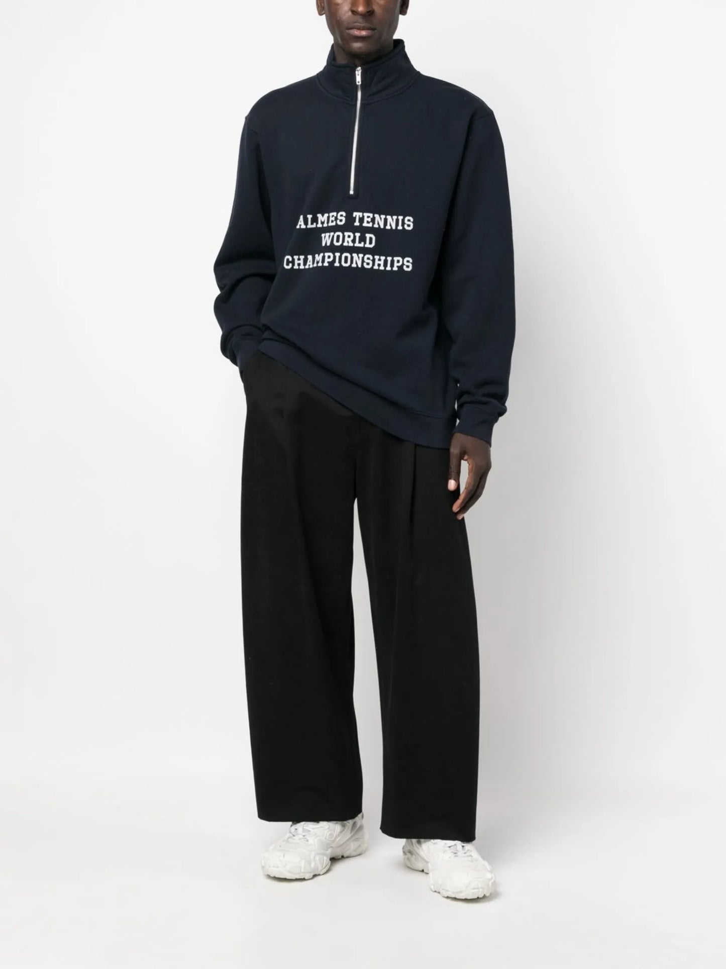 logo-print zip-front jumper